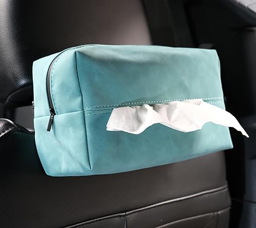 Miniatura 2 de JEYODA Soporte para pañuelos de coche para 120 pañuelos estándar para asiento de vehículo extra grande de gamuza cubierta servilleta (azul)