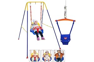Sturdy 3-in-1 Outdoor Baby Swing with Foldable Metal Stand for Ages 6...