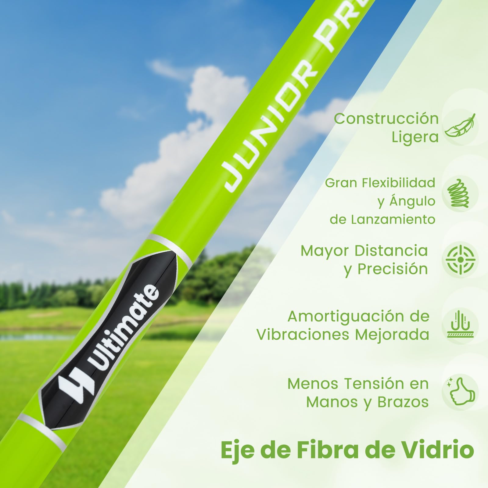 COSTWAY Hierro Junior #7 para Niños, Palo de Golf Individual para Chicos y Chicas con Eje de Fibra de Vidrio y Cabeza Protectora, Palo de Golf para Práctica Junior, Mano Derecha, 76 CM, Edad 8-10