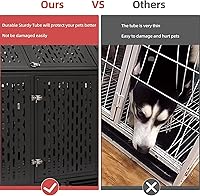 Vista 3 de Jaulas resistentes de 44 pulgadas para perros grandes, jaula indestructible a prueba de escapes con ruedas bloqueables, doble puerta de alta