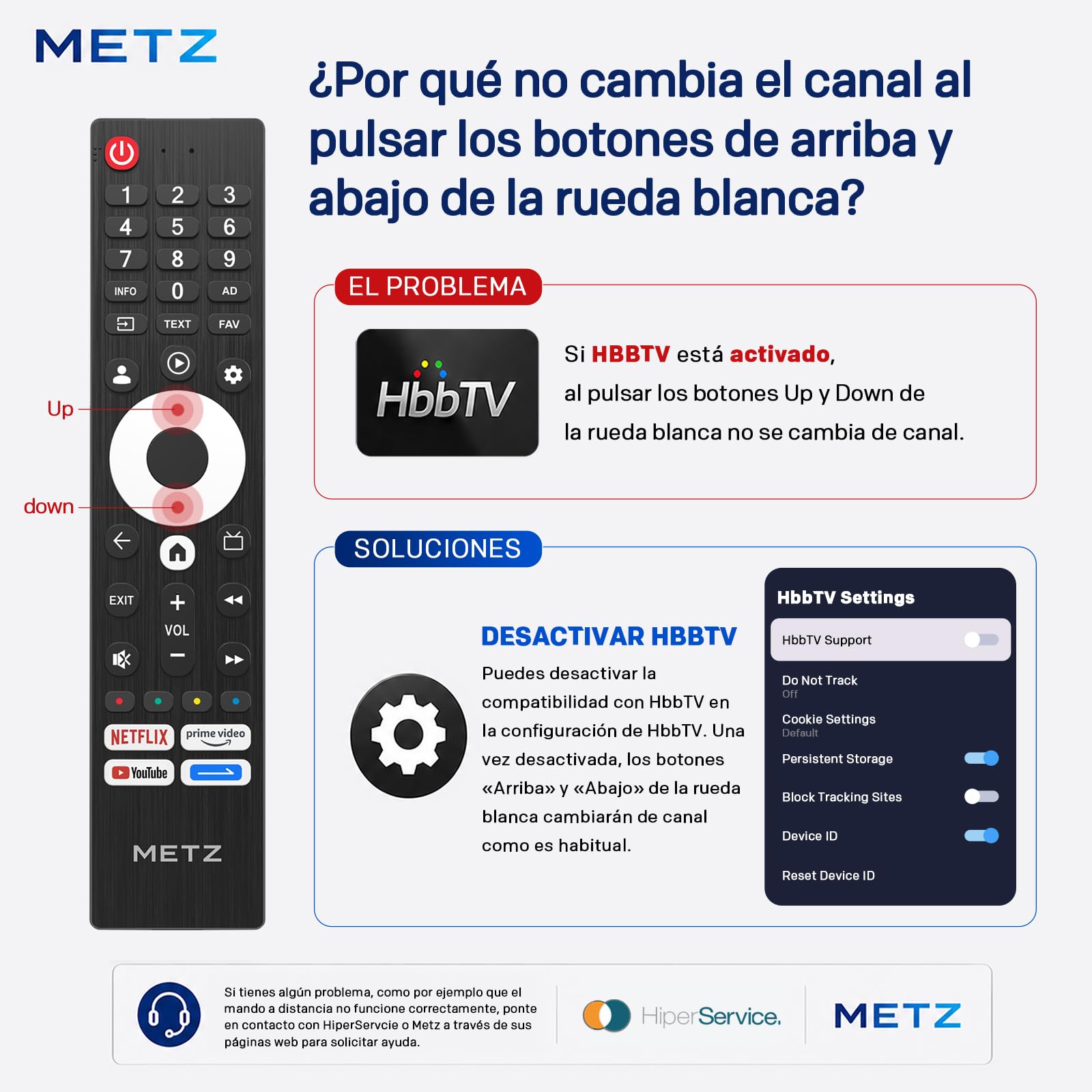 Metz TV 40 Pulgadas Smart TV, Televisor 40” QLED, HDR10, Dolby Audio, Chromecast Integrado, WiFi, Bluetooth 5.1, HDMI 2.1, DVB-T2/S2/C, Ci+, 40MQH7000Y (Modelo 2026)