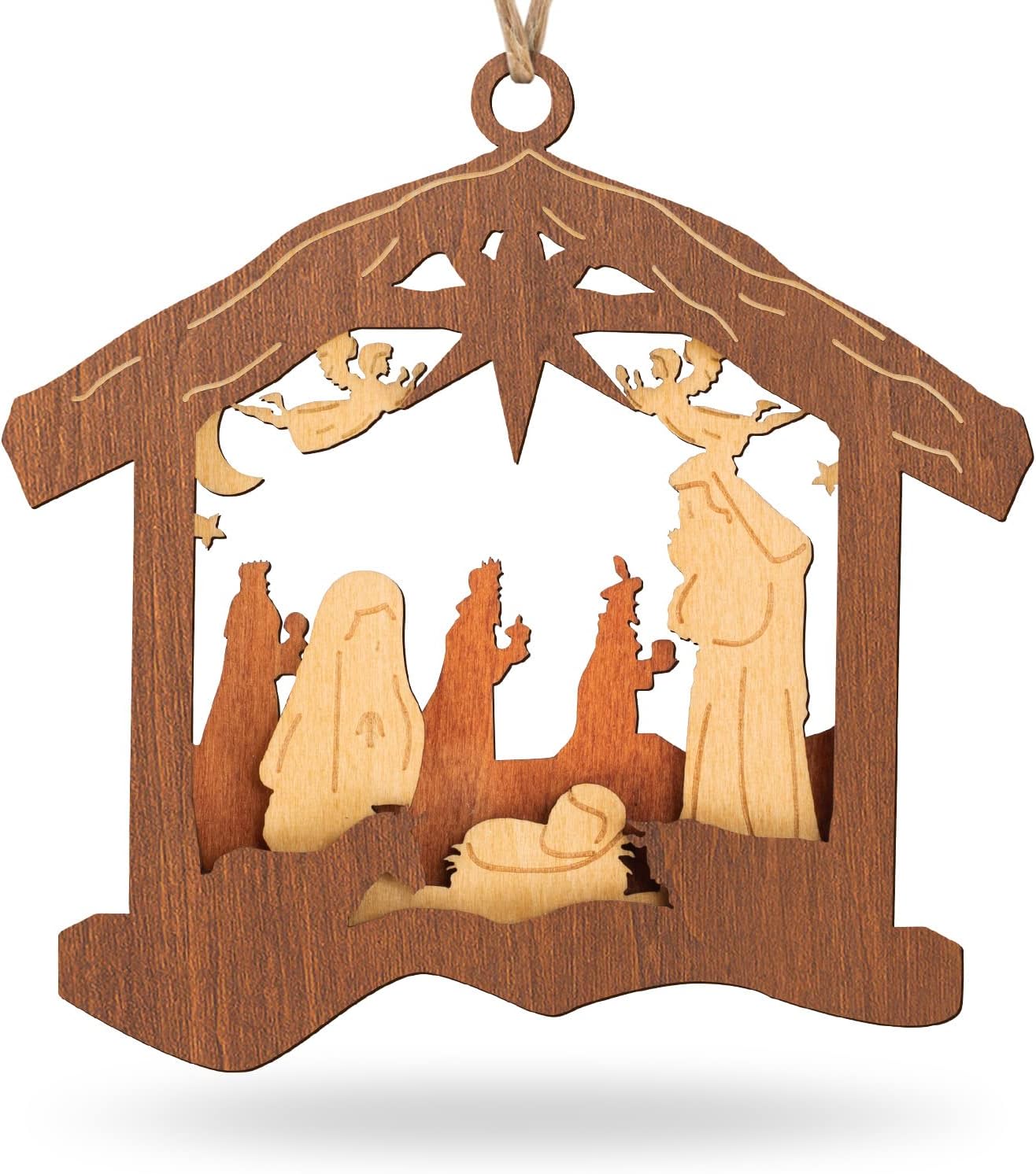 Creawoo Nativity Christmas Tree Ornaments, Navity Scene Decorations, Wooden Hanging Ornaments, Religious Inspirational Gift for Christian, Friends and Family, Celebrate The Birth of Jesus 2025
