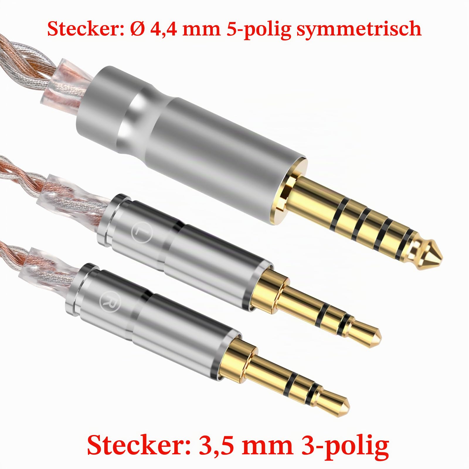 GEEKRIA Apollo Kupfer-Silber-Misch-Upgrade-Audiokabel, kompatibel mit HIFIMAN SUSVARA UNVEILED, SUNDARA HE4XX 400i-Kopfhörern, 4,4 mm auf Dual 3,5 mm auf Ersatz-Kopfhörerkabel (8,2ft / 2,5 m)