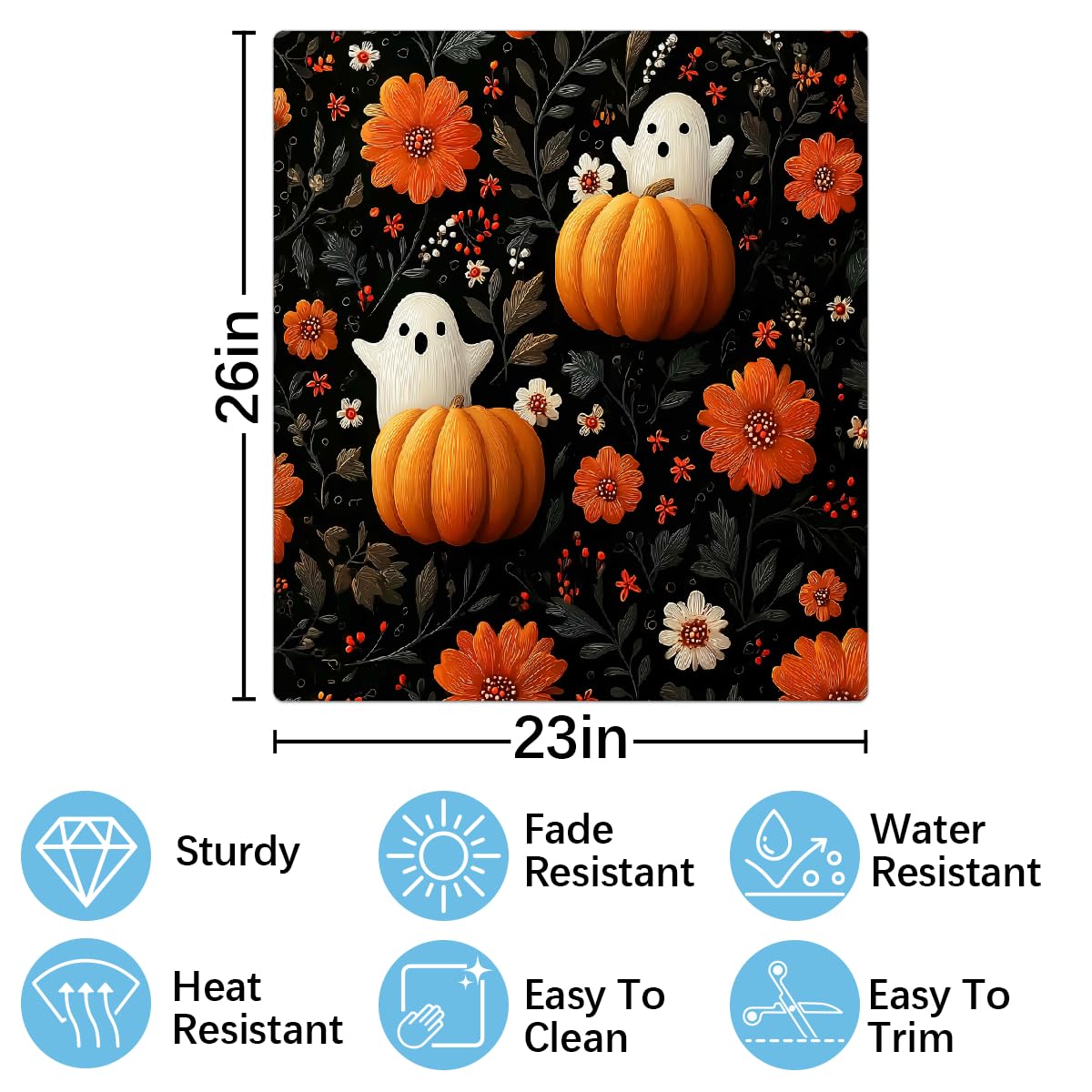 Mexpekil Adesivo decorativo per lavastoviglie con motivo floreale e fantasma, con foglie scure, 58 x 66 cm, adesivo decorativo per lavapiatti per porta d'ingresso, impermeabile, pannello magnetico per