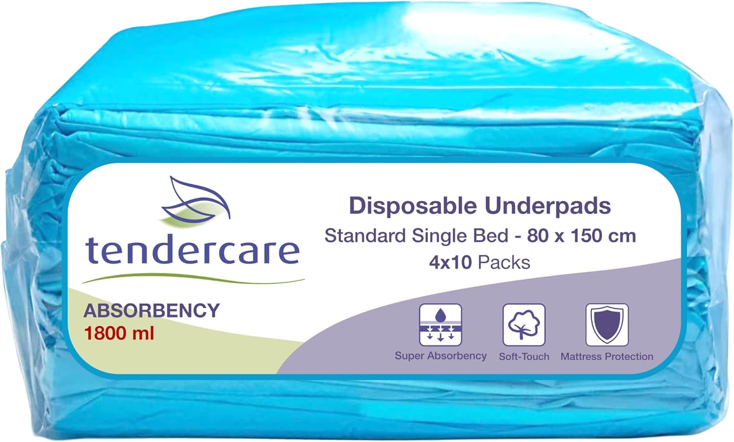 Tendercare 20 Underpads 80cm x 150cm Extra Long 1800ml High