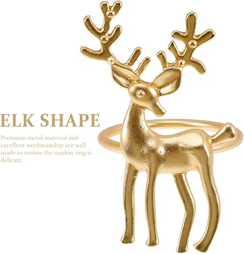 Miniatura 3 de Didiseaon Servilletas de ciervos de Navidad, Servilletas de alce, hebillas de aleación de reno y renos, decoración de mesa de cena de Navidad
