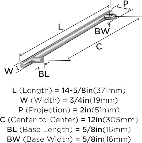 Miniatura 6 de Amerock  Tirador de manija de gran tamaño para gabineteelectrodoméstico  Cromo pulido  Tirador de cajón de centro a centro de 12 pulgadas (12.008