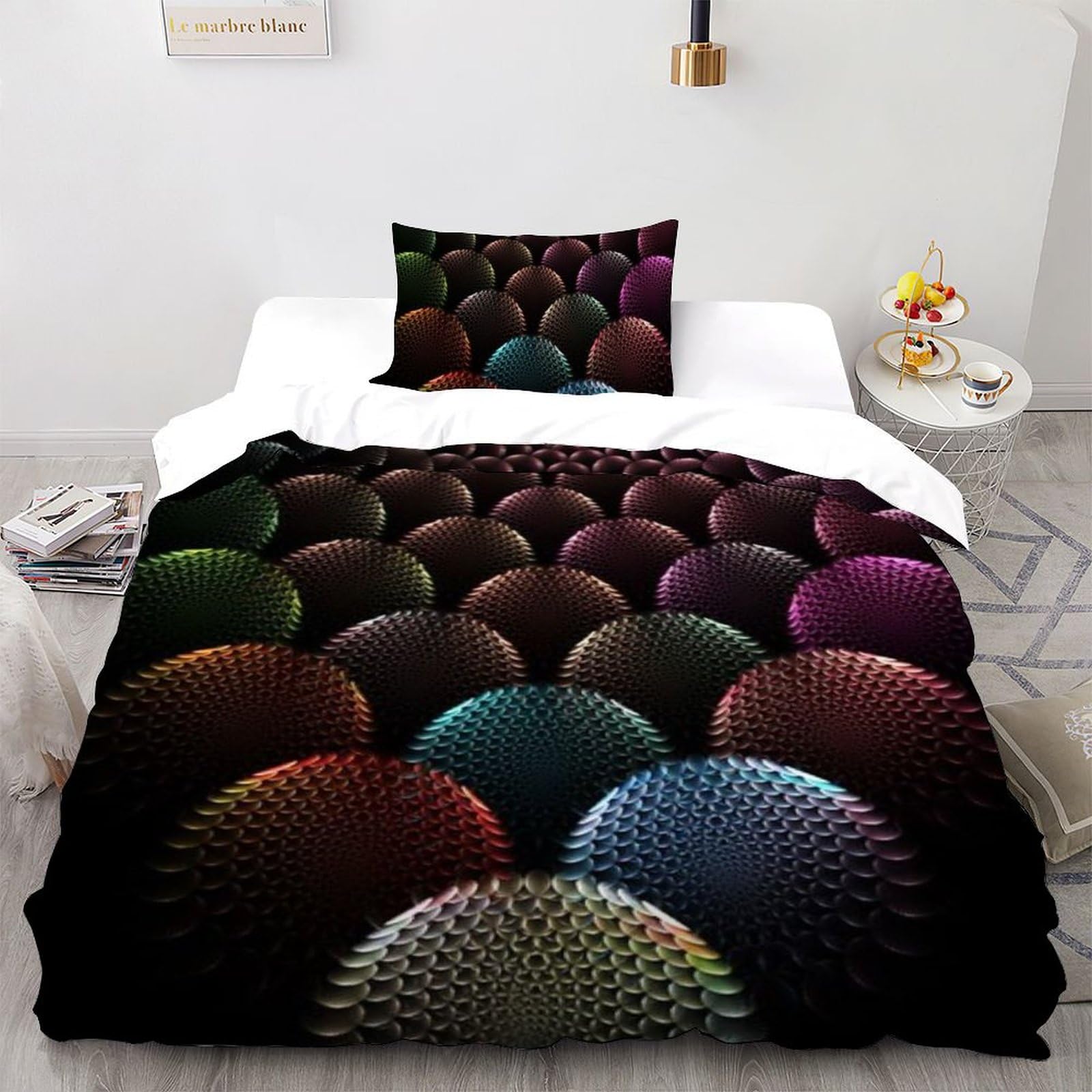 Housse de couette single 135x200cm microfibre boules colorées