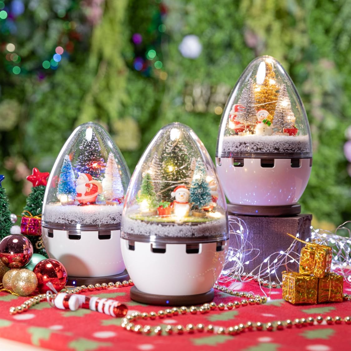 Music Box, Christmas, Santa, Snowman, Orgel, Cozy Mood Lamp, Winter Season, Wireless Power, Trees, X-Mas, Baby Product, Permanent Working, Wireless Charger Included (RGBW)