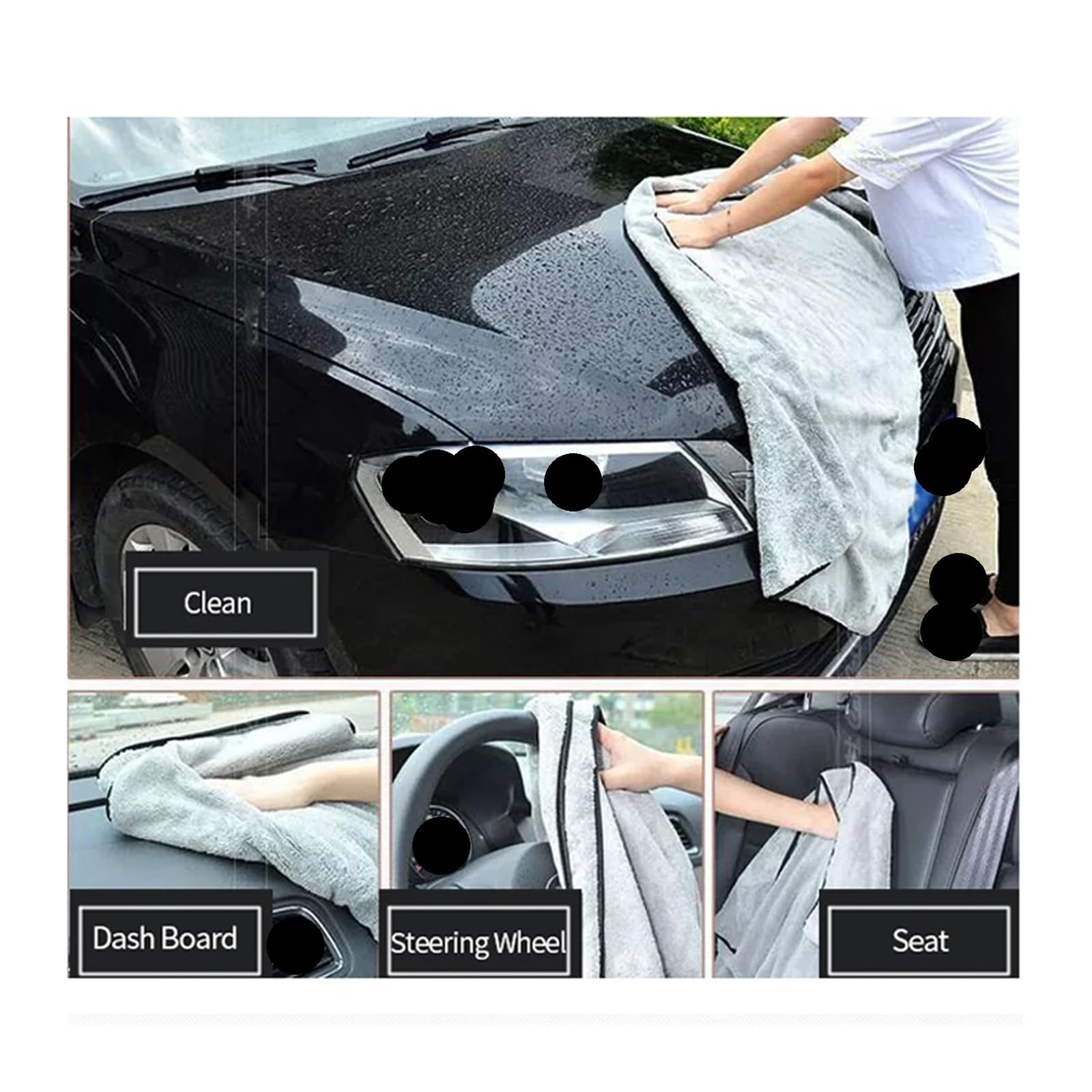 Toalla de Microfibra for Lavado Coches, 30 Unidades, Secado rápido, Limpieza automática, paño Extra Suave, Alta absorción Agua, Accesorio para VehíCulos Coches(100x40cm)