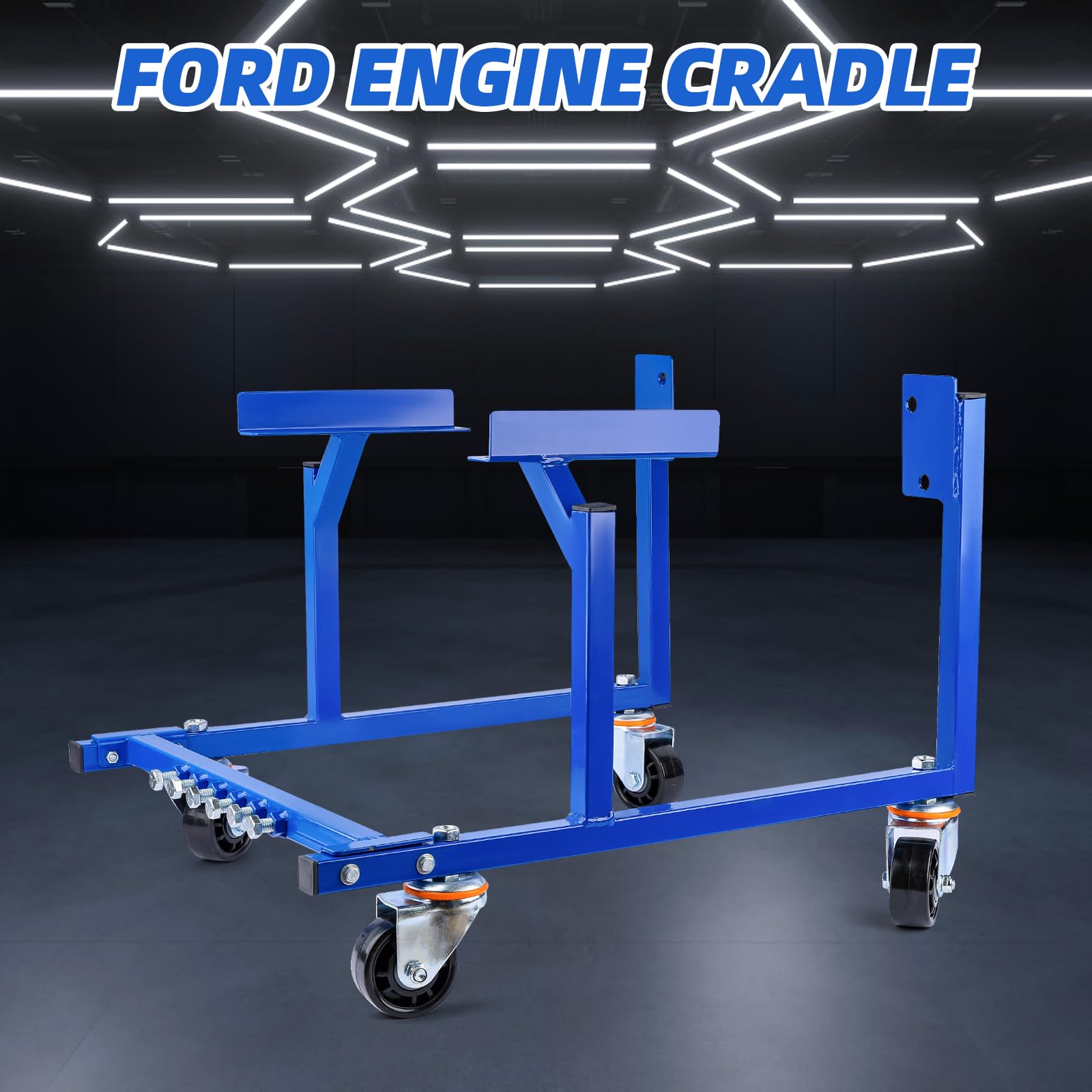 NATIONAL STANDARD Rolling Engine Cradle Stand with Wheels, Steel Construction, Built in Hardware Storage, Easy Assembly- Pick the right cradle for your Engine (Small Block Ford)