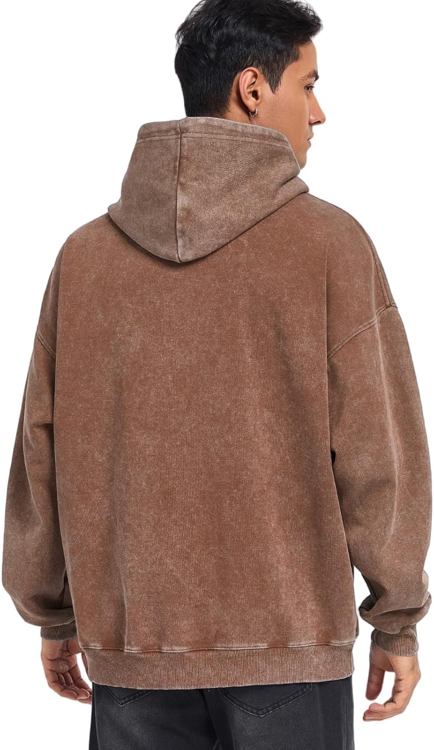 Mens Hoodies Pullover Oversized Hoodie Plush Cotton Hooded Couples Vintage Trendy Washed Streetwear Sweatshirt - Image 5