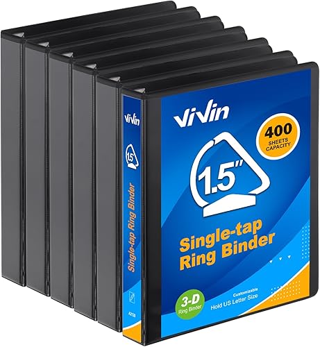 ViVin Carpeta inclinada D de 1.5 pulgadas, carpeta de 3 anillos de un solo toque de 1.5 pulgadas, se adapta a papel de 8.5 x 11 pulgadas, color