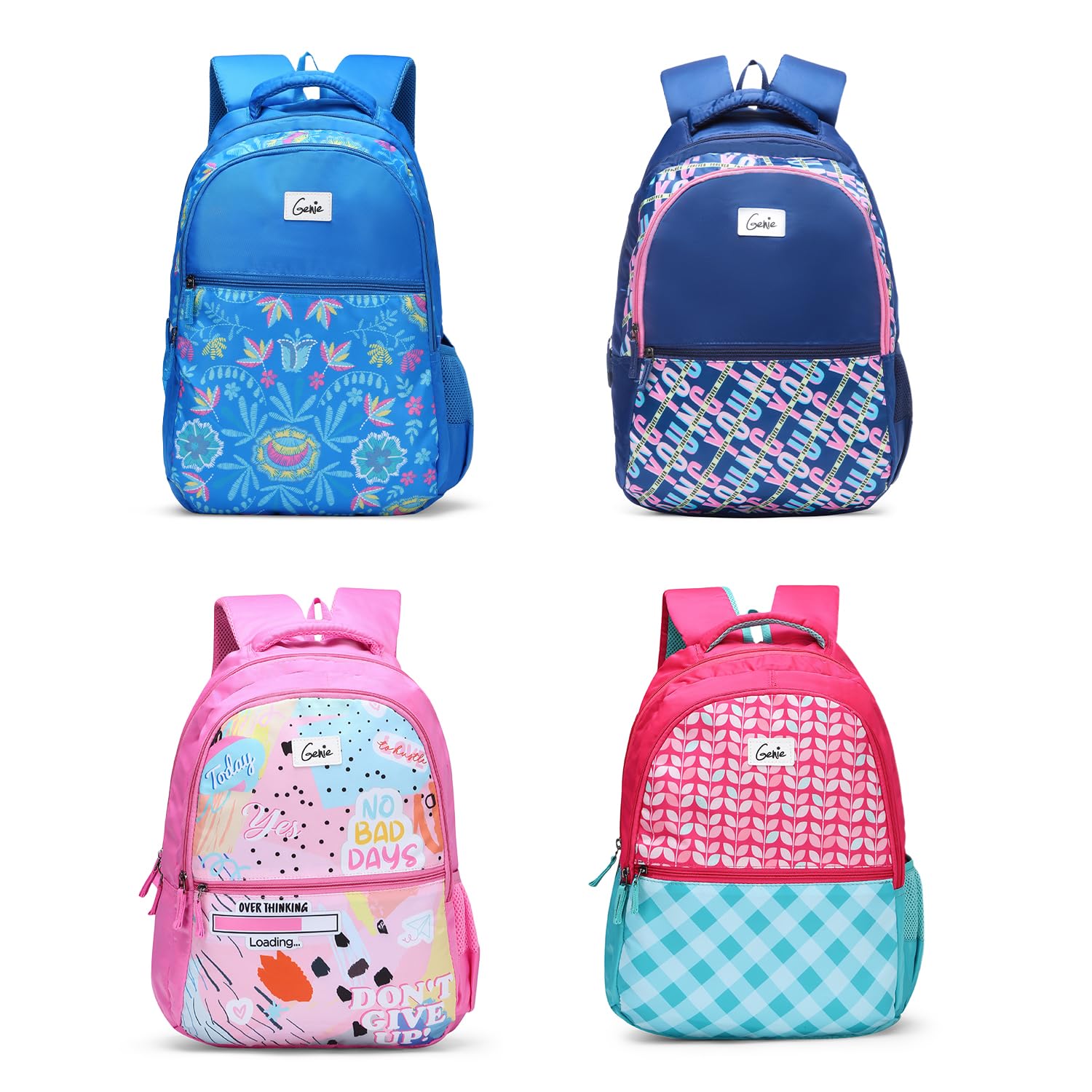 genie Blair School Backpack for Girls | 1 Pc Only | Assorted Design from Set of 4 Shown | 36L Lightweight & Stylish Bag for School and Travel-picture-10