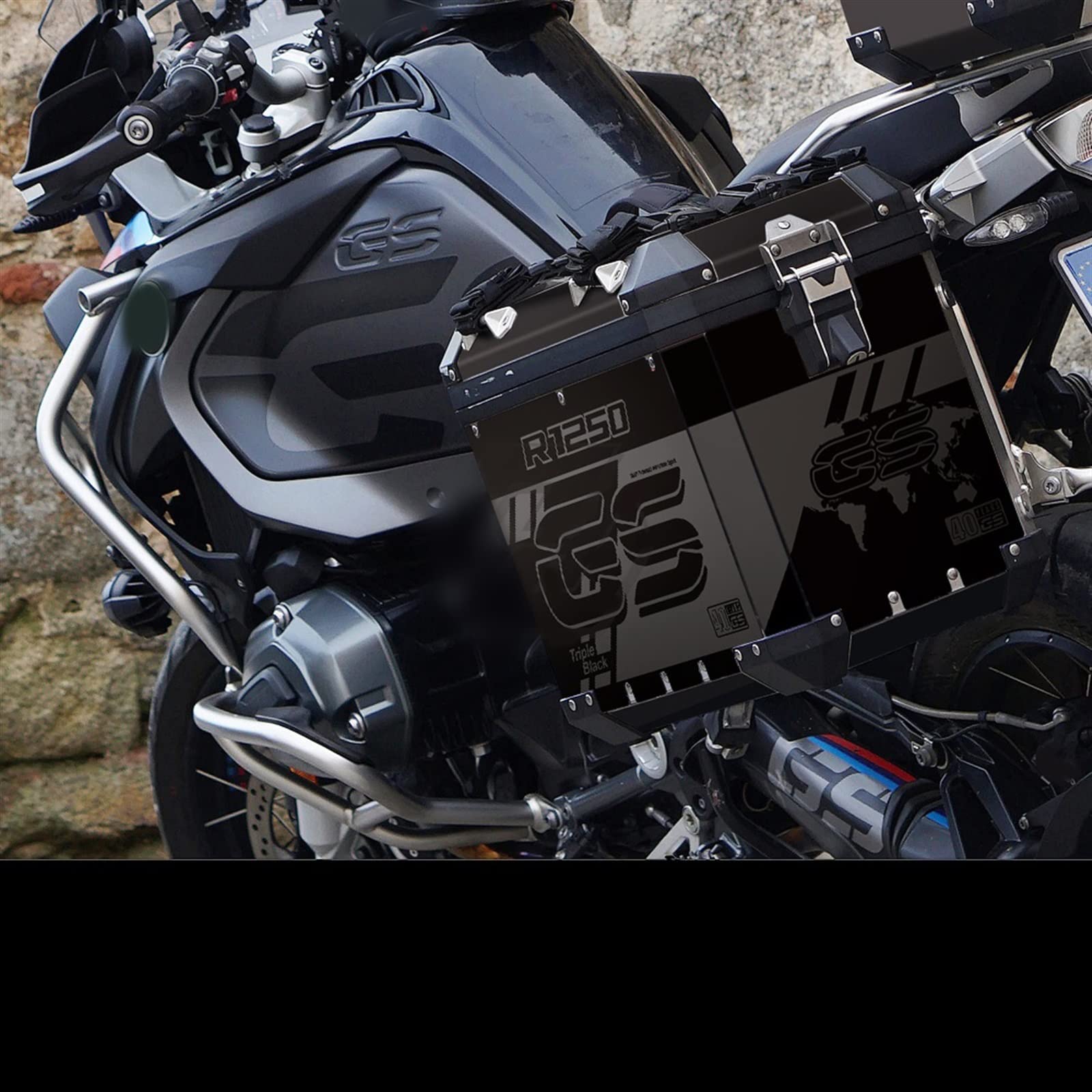 STATUZ Reflektierender Aufkleber Für Motorrad-Aluminiumbox Für BMW Koffer 40 Jahre GS R1250GS Adventure 2019-2021 2020 Schmücken (Color : Schwarz)