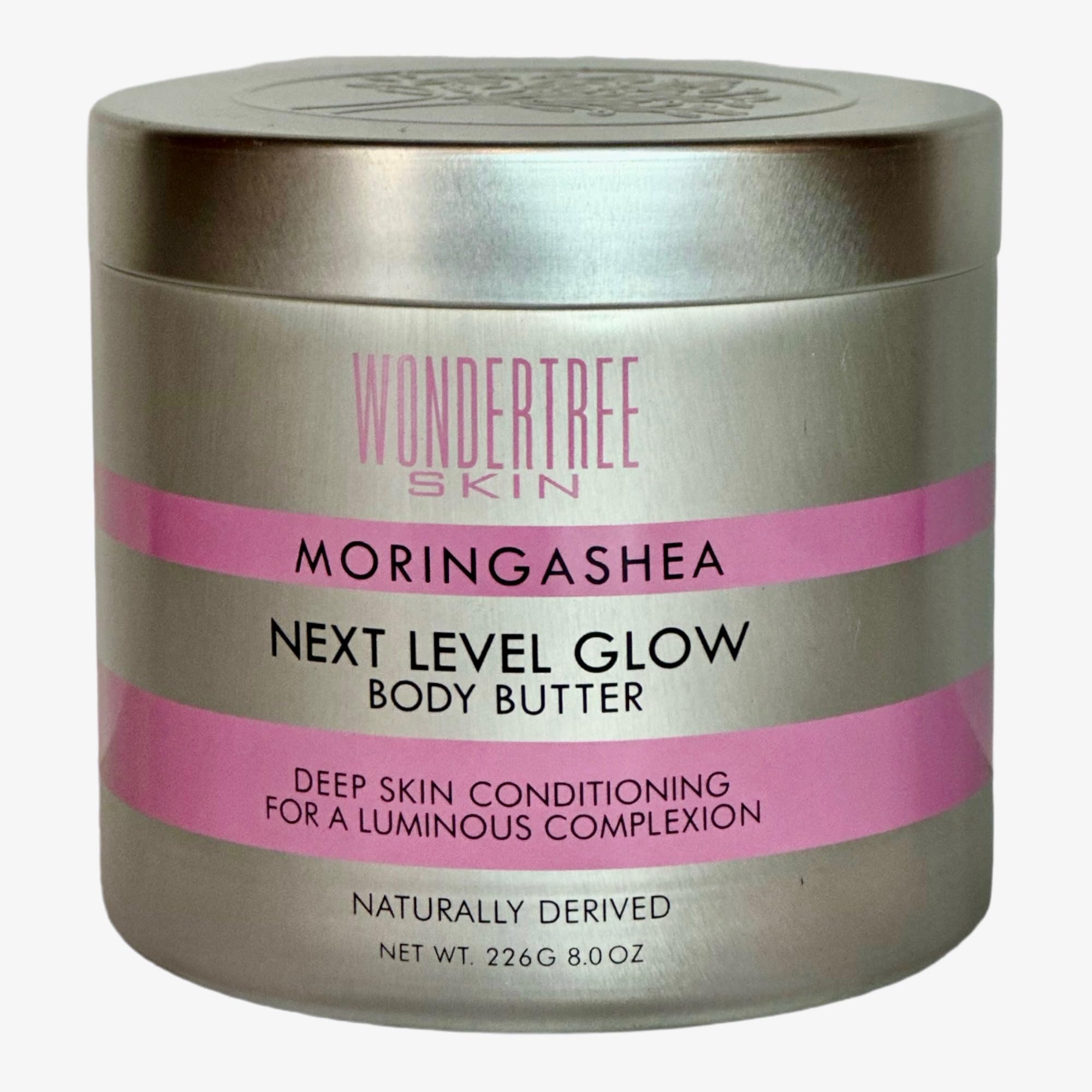 Next Level Glow Body Butter Created For Melanin-Rich Skin | Naturally Derived Ingredients | Moringa Oleifera, Shea Butter, Hyaluronic Acid & Flower Extract | Mango Citrus Scent (8oz)