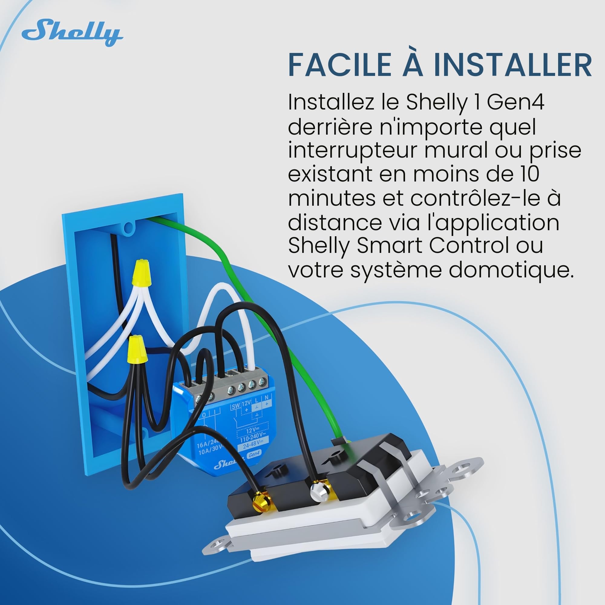 Shelly 1 Gen4 Module interrupteur Matter Zigbee Wi-Fi 1 Canal 16A Contacts secs
