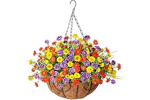 Homsunny Artificial Daisy Flower in Basket
