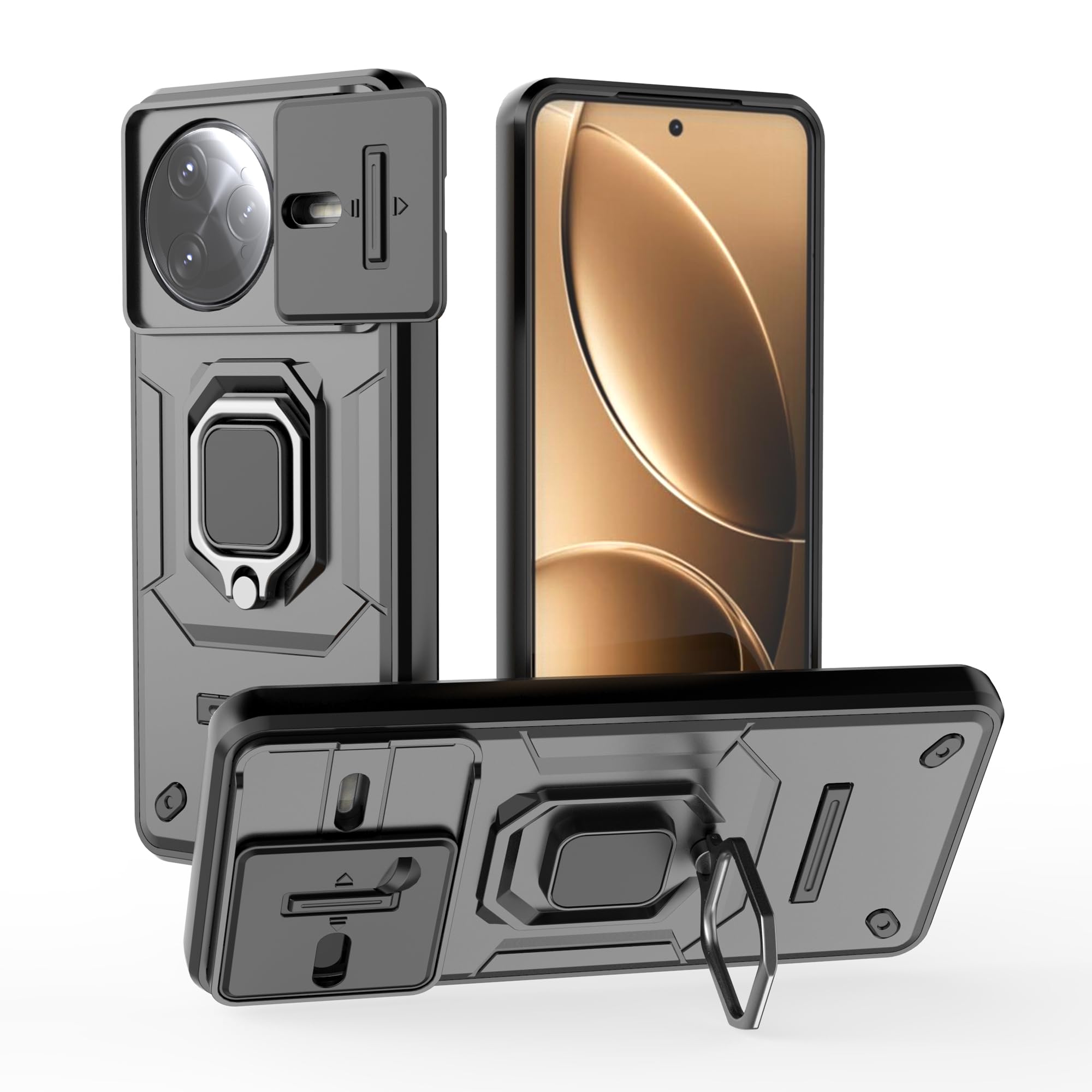 ESHUYI Handyhülle Für Xiaomi Poco F7 5G – Mit Schiebedeckel Für Kamera, Ringständer & Magnet Für Autohalterung