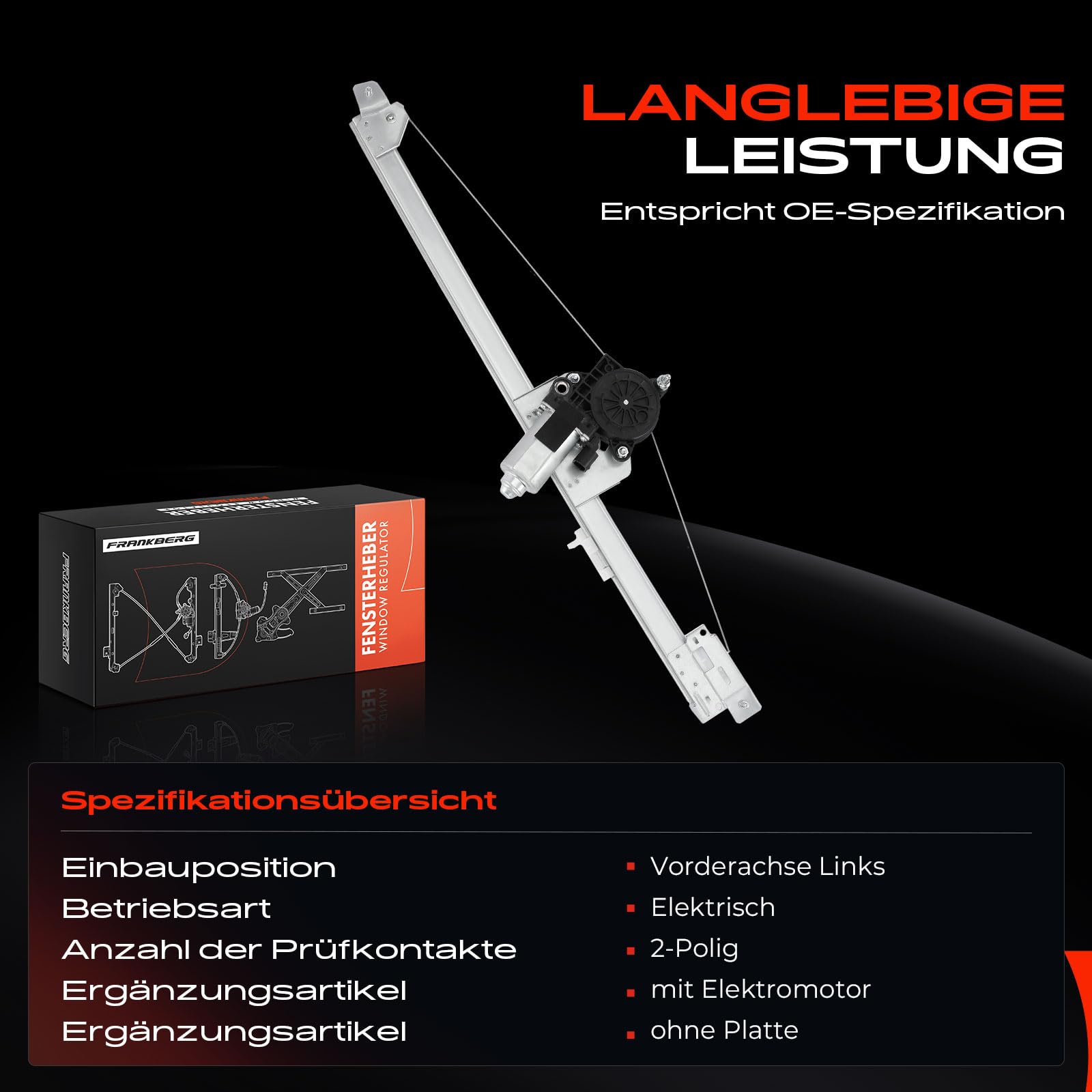Frankberg Fensterheber Mit Motor Vorne Links Kompatibel mit Vivaro J7 F7 E7 Primastar X83 Trafic II JL FL EL 2001-2014 91165704