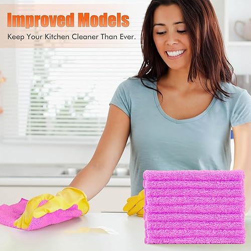 Miniatura 2 de Paño de limpieza de microfibra morado, paquete de 12 unidades, reutilizable, ultra suave y súper absorbente, de microfibra de pelo alto y corto, sin