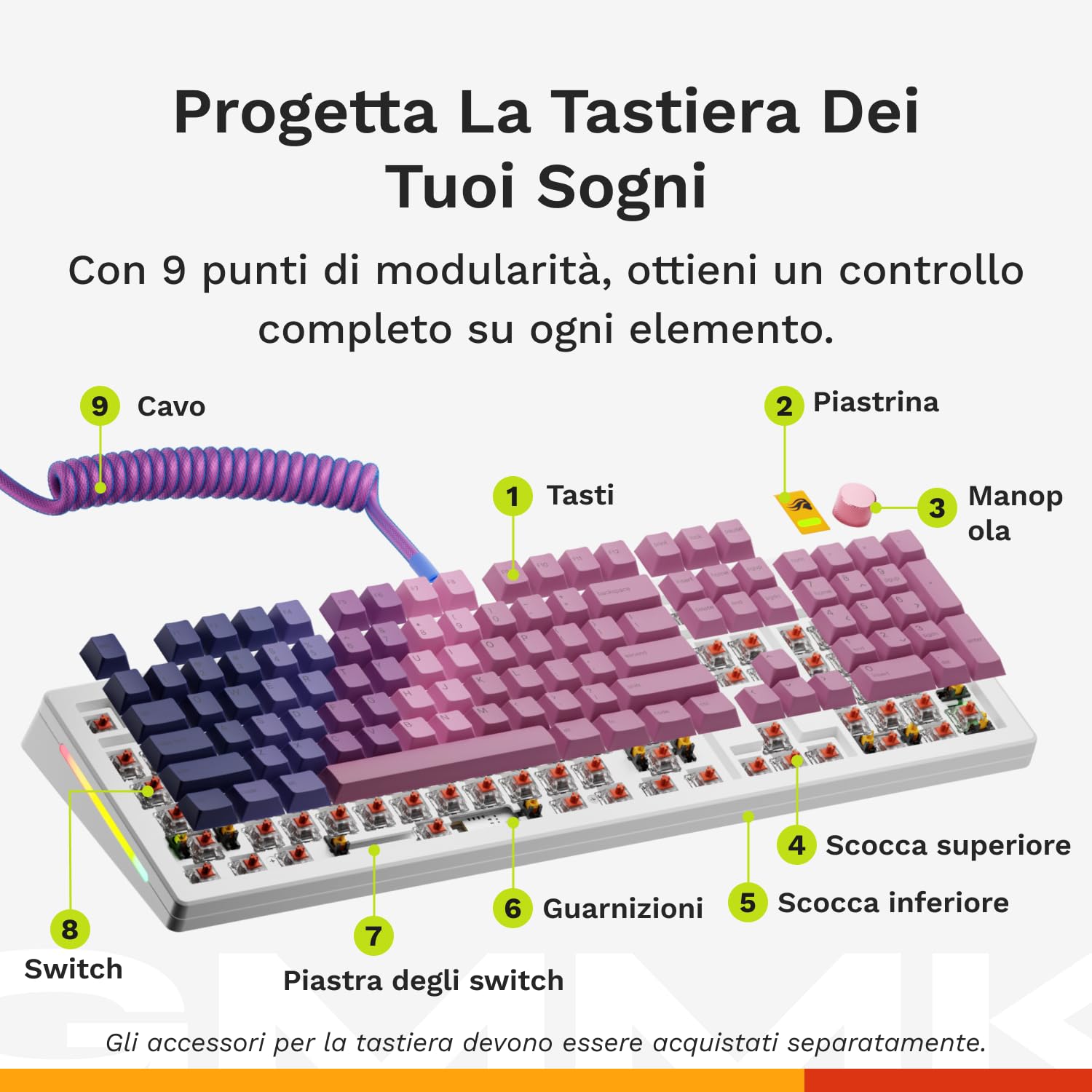 GLORIOUS Gaming GMMK 3 tastiera Rapid Trigger, Hall Effect, polling 8K, switch magnetici e meccanici MX, tastiera 100% hot swap, guarnizioni modulari, Doubleshot Keycaps PBT, QWERTY americano