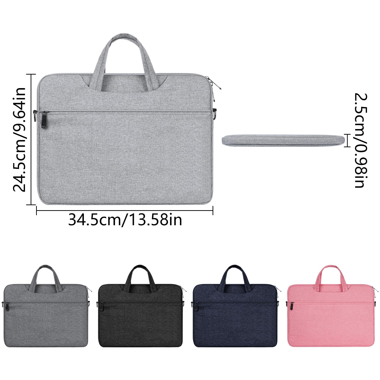Funda de transporte para portátil con correa para el hombro para portátiles de 13 a 13.9 pulgadas, protector acolchado de felpa, funda ligera