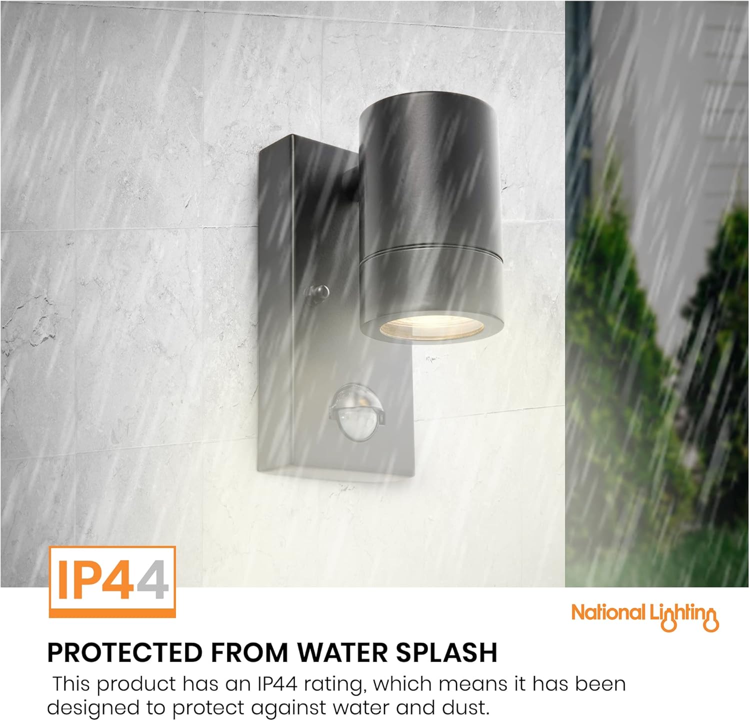 National Lighting PIR Outside Lights - Outdoor Security Lights - Matt Black Motion Sensor Presence Detector External Lantern Light - IP44 Rated 7W 240V LED GU10 Lamp (Not Included) 7 719w4eZ1jFL. AC SL1500