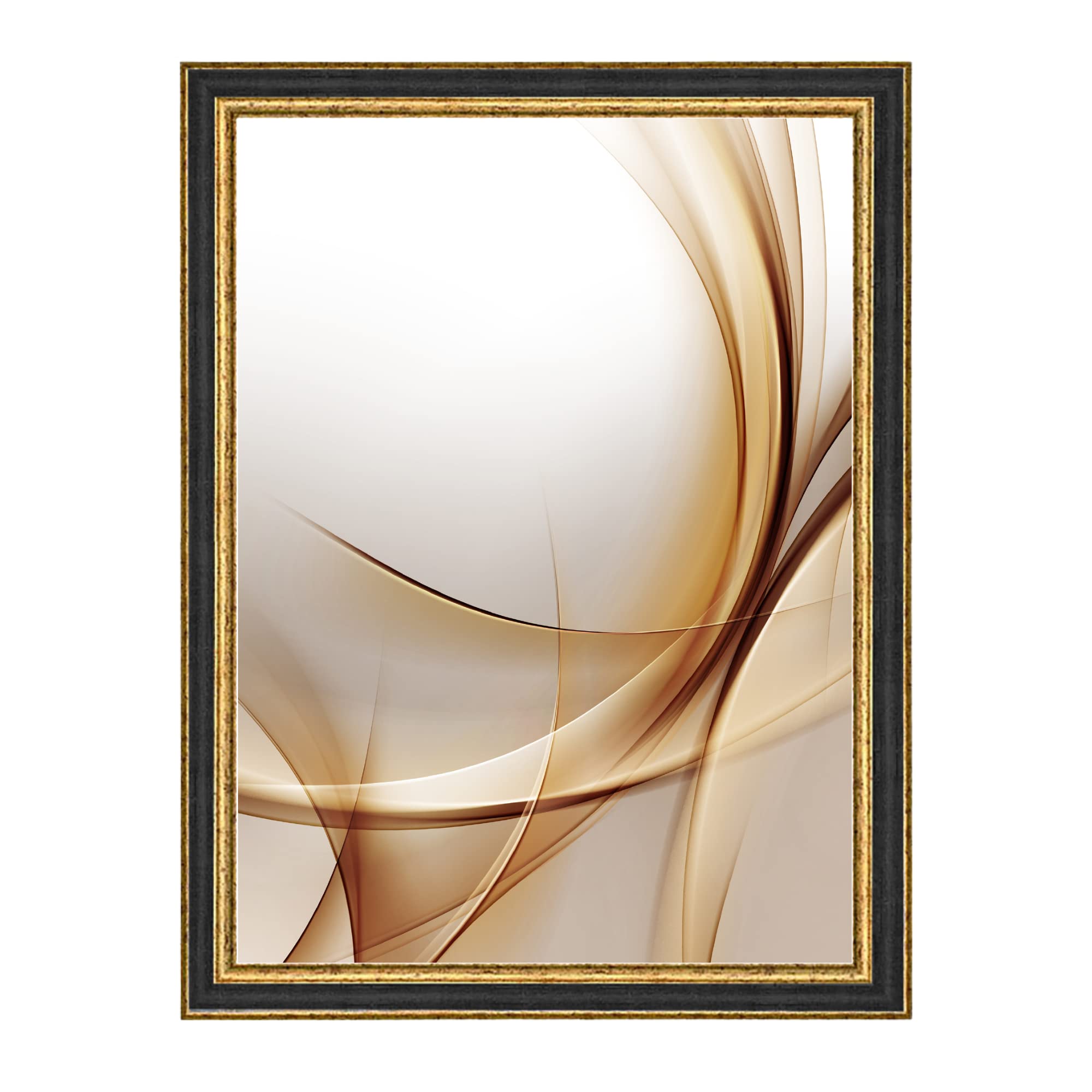 FRAMO N°107 Barok fotolijst 30x85 massief hout | zwart goud | retro vintage antiek houten frame incl. onbreekbaar anti-reflecterend kunstglas en metalen hangers FRAMO N°107 Barok fotolijst 30x85 massief hout | zwart goud | retro vintage antiek houten frame incl. onbreekbaar anti-reflecterend kunstglas en metalen hangers
