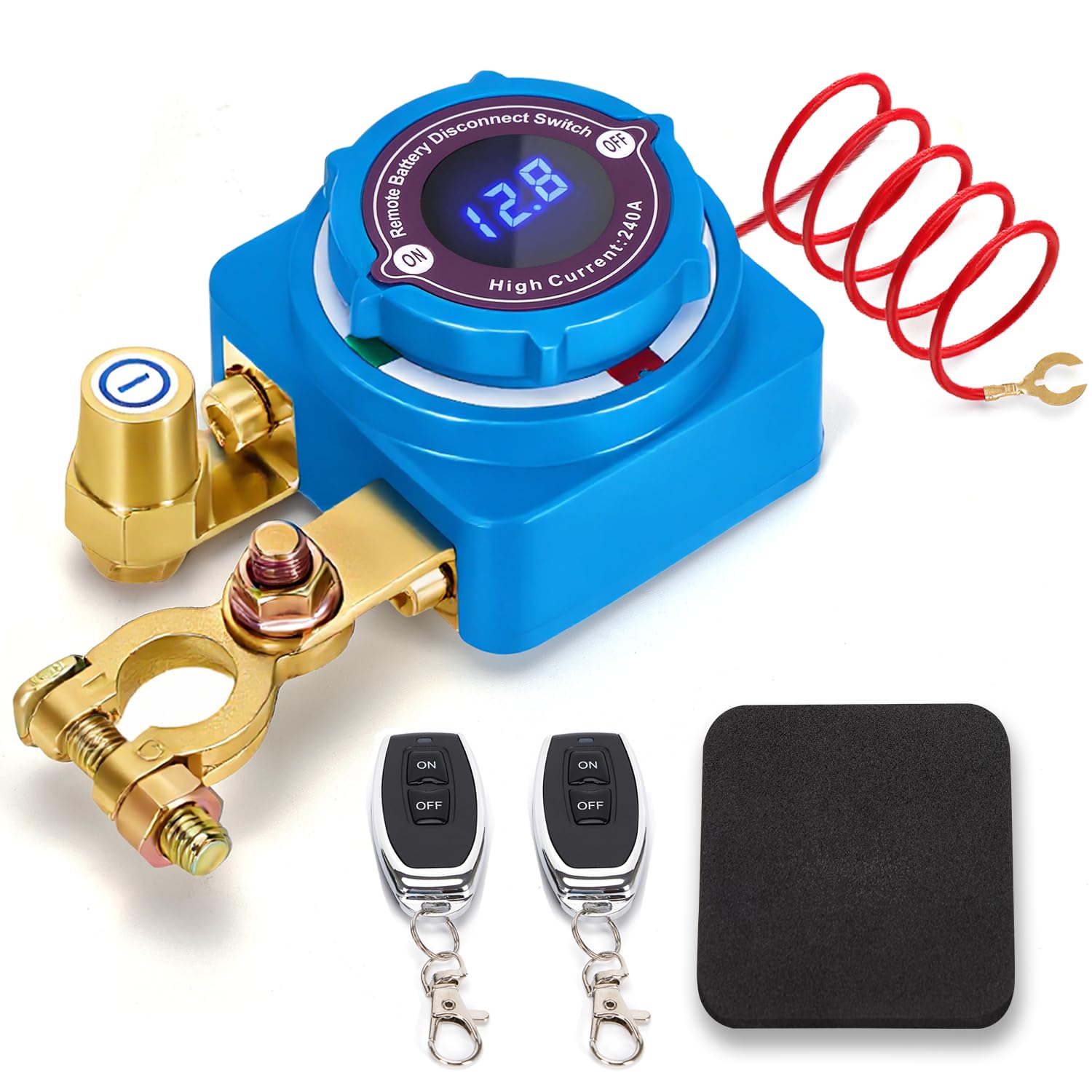 Photo 1 of NUOWEIDE Remote Battery Disconnect Switch 12V 240A, Upgrade Battery Kill Switch for car 12V 240A, with Led Voltage Display, Prevent Battery Drain, Remote Battery Kill Switch for Car, Truck, RV