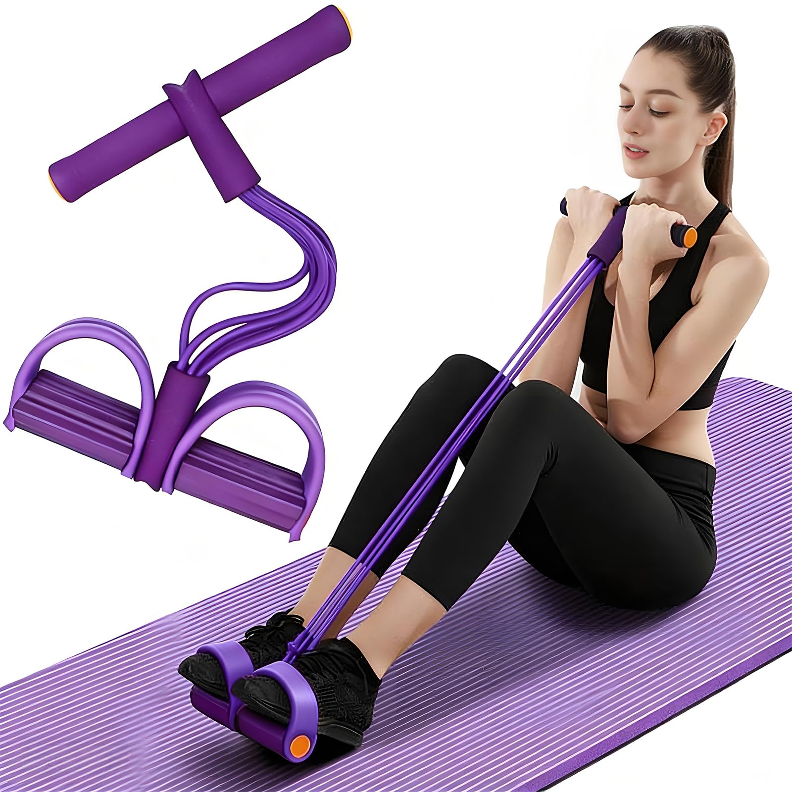 Multifunction Tension Rope, 6-Tube Elastic Yoga Pedal Puller Resistance Band, Natural Latex Tension Rope Fitness Equipment, for Abdomen/Waist/Arm/Leg Stretching Slimming Training-image-35