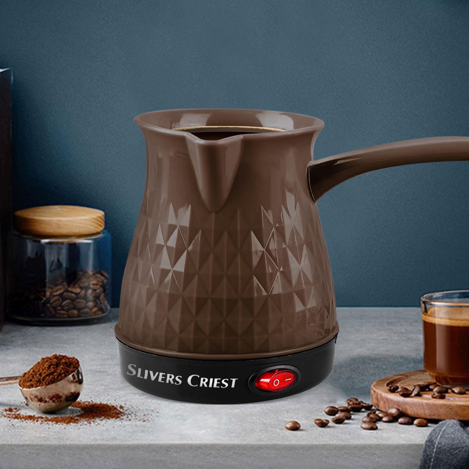Cafetera turca eléctrica de 500 ml, cafetera turca de inducción con mango extraíble, antiquemaduras y calentamiento uniforme, cafetera eléctrica Cezve para café, té