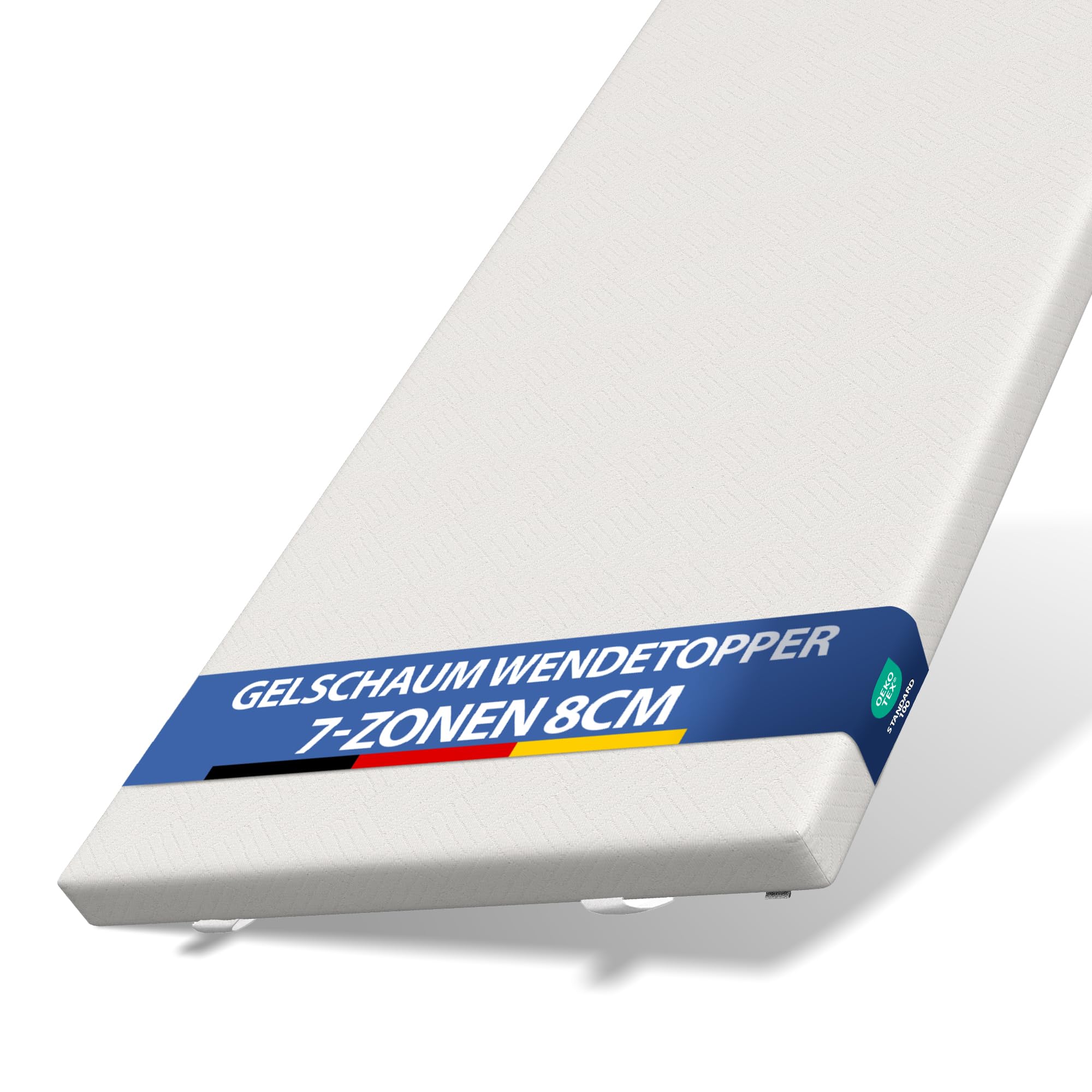 Matratzentopper 5, 6 & 8cm – 7-Zonen Memory-Schaum Matratzenauflage – Atmungsaktiv, Druckentlastend – Waschbarer Bezug, Eckgummis, Oeko-TEX (100x200 cm, 8 cm Kombi Visco/Komfortschaum H2/H3)