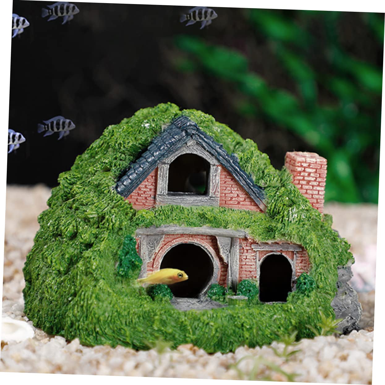 Cabilock Cueva Escondida de Resina para Acuario, Cueva Decorativa Resistente y Estable para Peces y Camarones