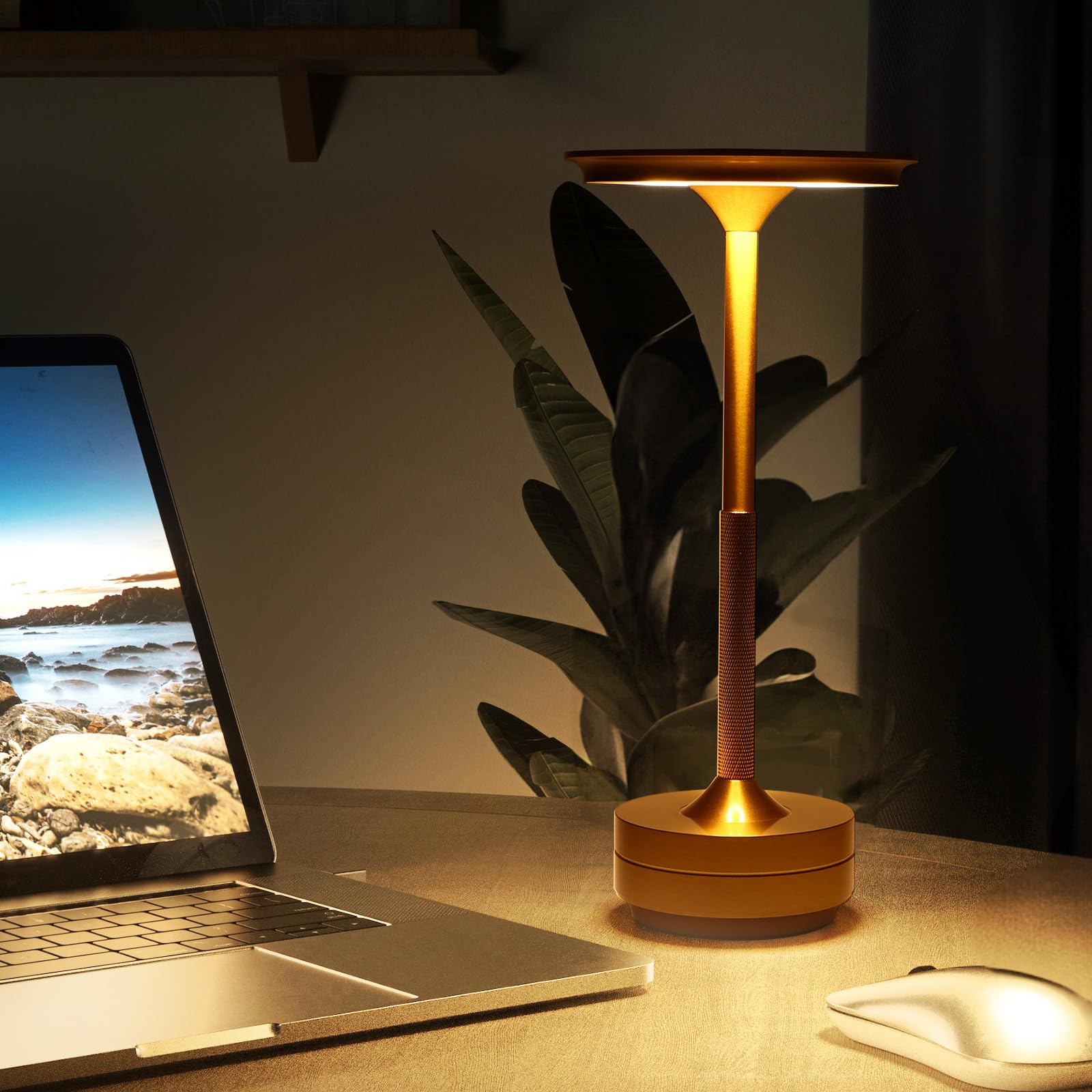 Lampe de chevet avec commande tactile, lampe de bureau LED sans fil, charge USB portable, 3 couleurs d'éclairage à intensité variable pour chambre à coucher, bureau, salon, bar, restaurant, cadeau