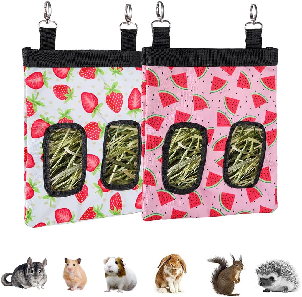 Bissap Rabbit Hay Feeder Bag, 3 Holes Hanging Hay Feeder
