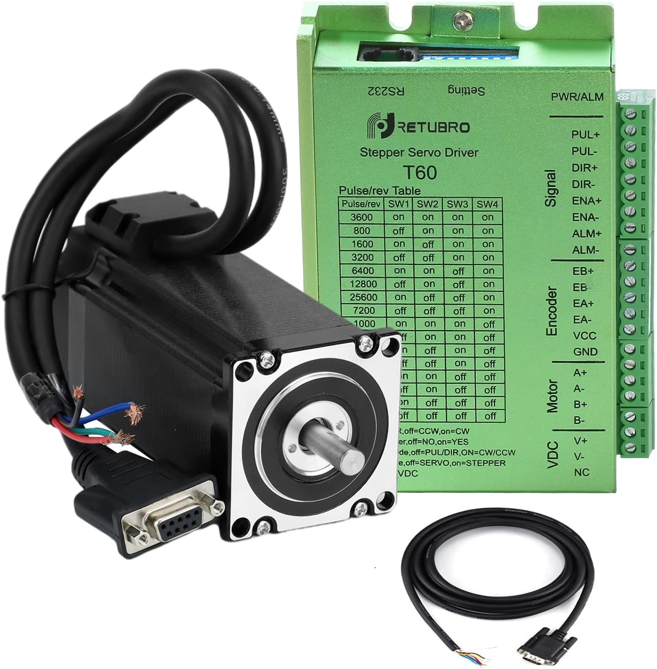 Nema 23 Stepper Closed Loop Servo Motor and Driver Kit 2 Phase 3.0NM(425 oz.in) with Encoder