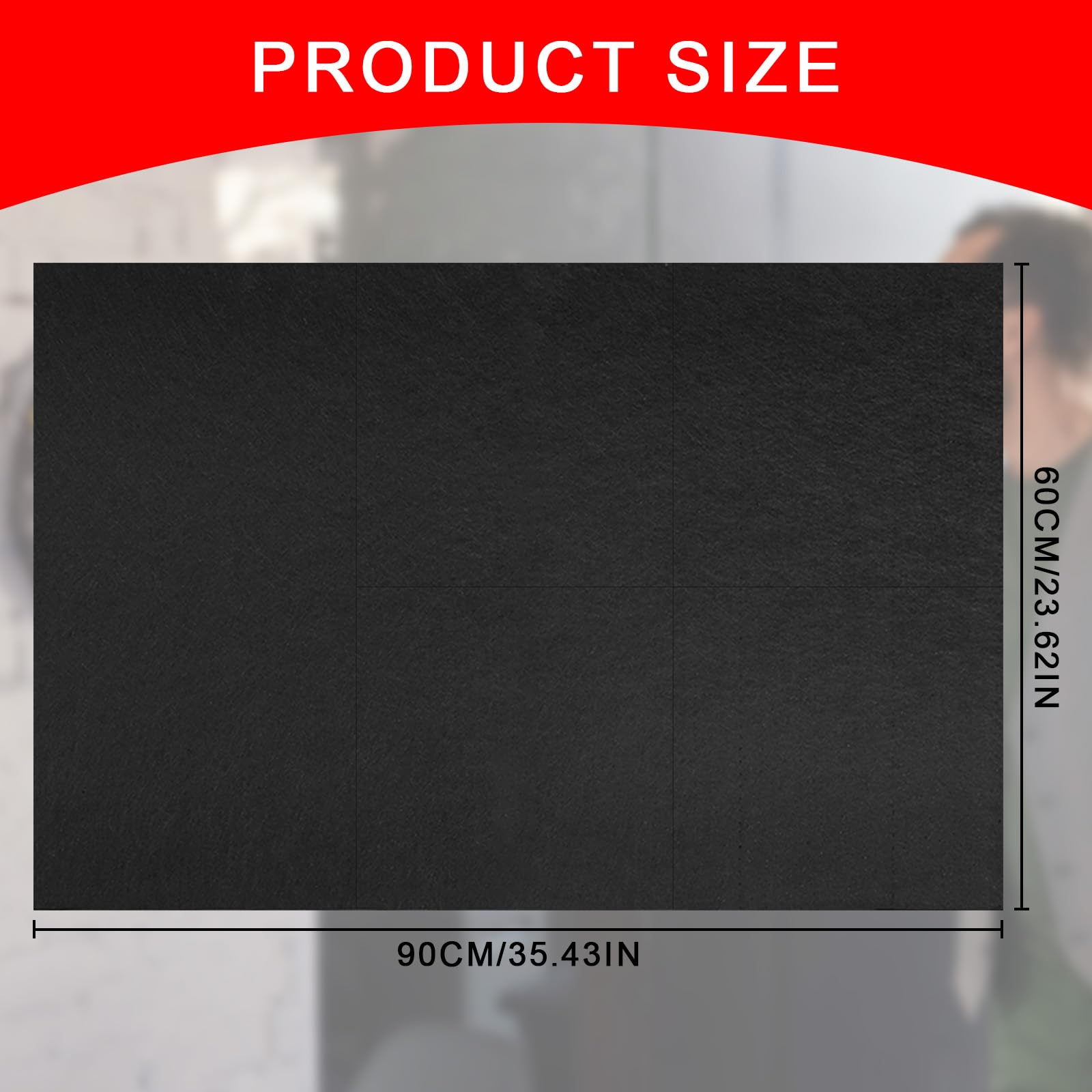 Junrvivy Dartsurround beschermmat zwart, 600 x 900 x 12 mm, wandbescherming voor dartbord, zelfklevende dartbordrand, hoge dichtheid EVA-beschermring, dartbord-accessoires voor thuis en vereniging