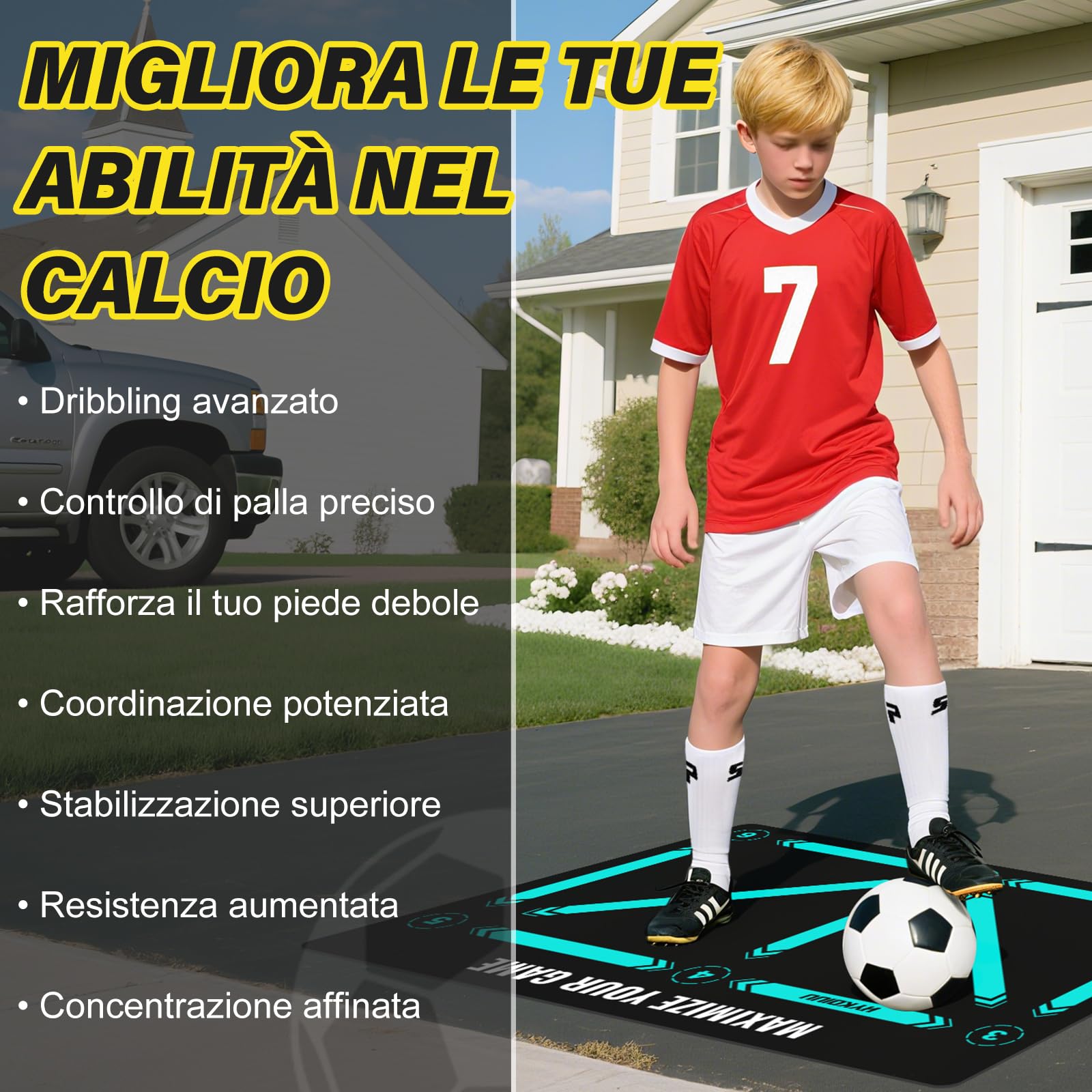 Tappeto Calcio Allenamento Con Video di Allenamento, Calzini Antiscivolo Tappetino Per Agilità Accessorio Per L'Allenamento Del Calcio Tappetin Da 60 X 90 Cm Regalo Per Il Calcio Per Bambini