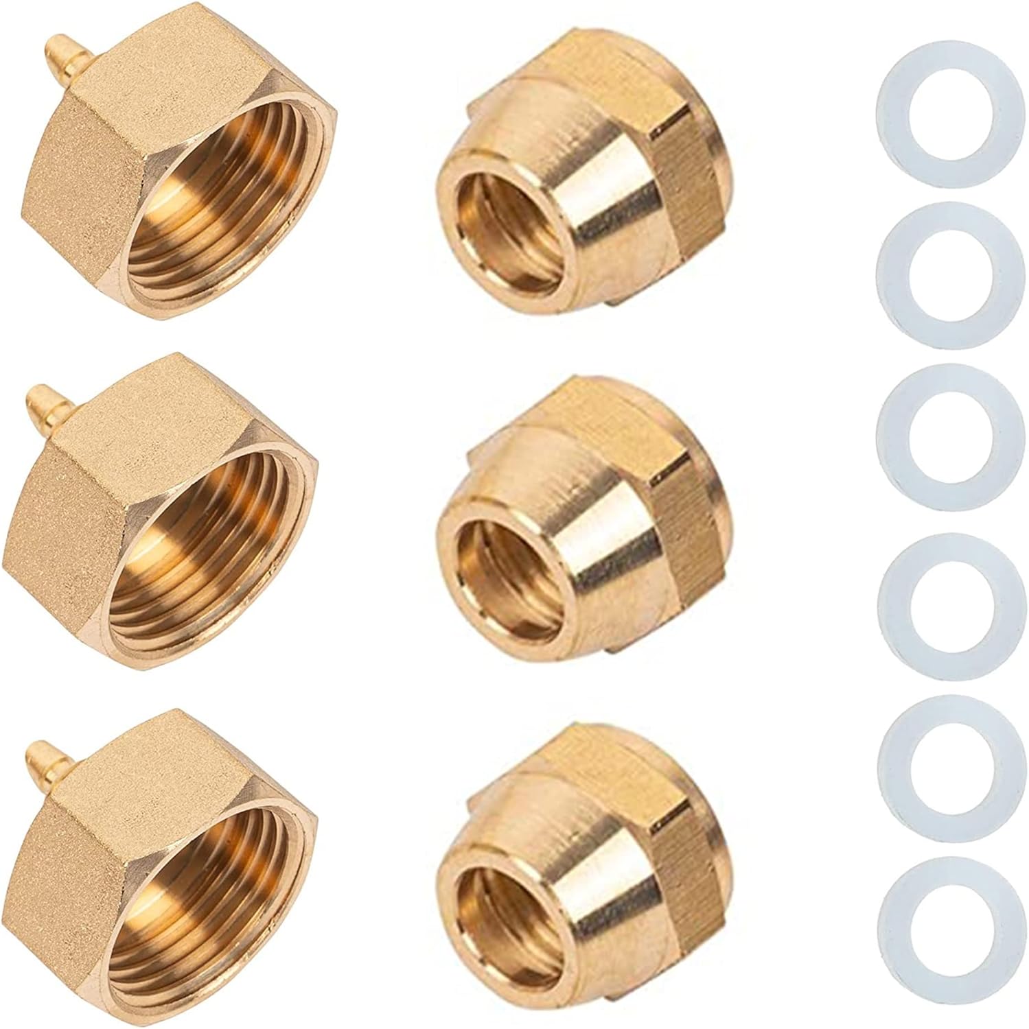 Hourleey Garden Hose Adapter, Brass Standard 3/4" Female Thread to 1/4" Tube Adapter for Water Hose, Convert 3/4" Garden Hose to 1/4" Tube, 3 Set