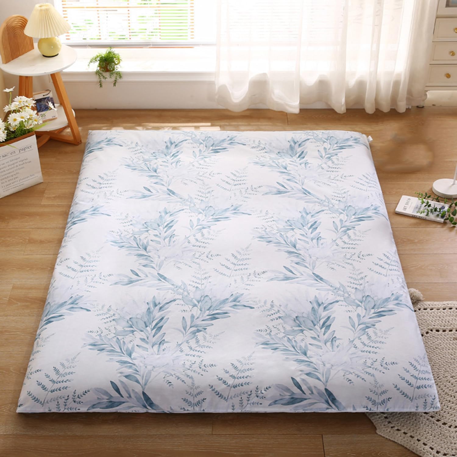 100% Cotton Dustproof Mattress Cover King Size with Double Zipper Floor Futon Cover Traditional Japanese Futon Mattress Pad Cover Futon Slipcover Dormitory Washable,L,90x190cm
