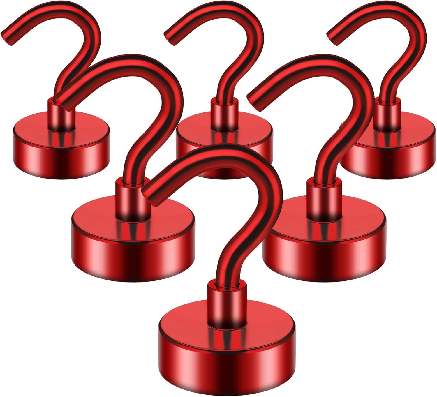 FINDMAG 6 Pack Red Magnetic Hooks, 22LBS Neodymium Magnet Hooks, Magnet with Hooks Strong Magnetic Hooks for Hanging, Refrigerator, Grill, Kitchen, Key Holder : Industrial & Scientific