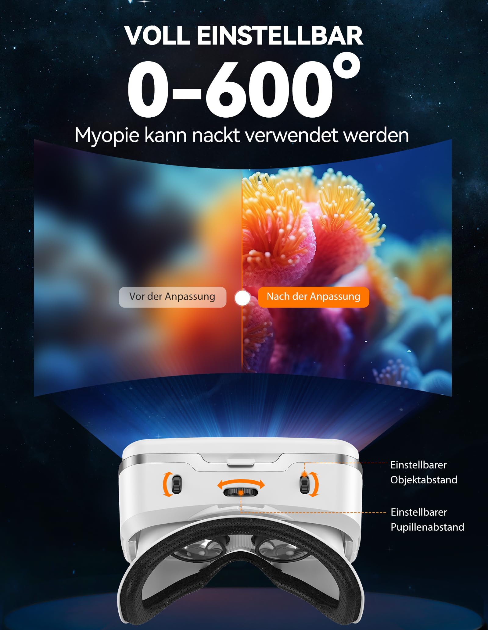 TECKNET VR Brille für Handys mit Griff, 3D Virtual Reality-Brille mit HD 110° FOV, Anti-Blaulicht & einstellbaren Gängen, Komfortables VR-Glasses für iPhones, Samsung und Android-Smartphones 4.7-7.2"