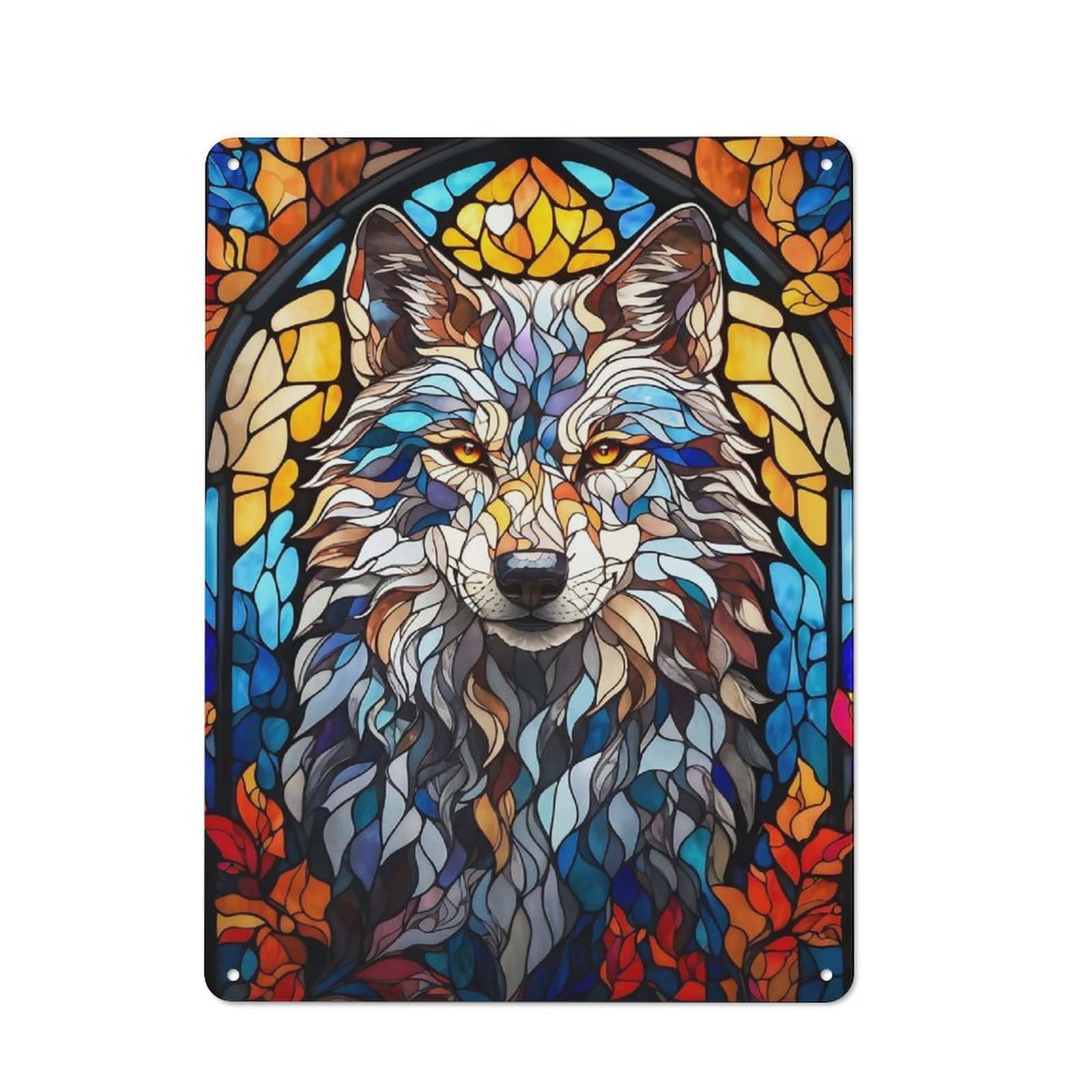 Junmoney Style-13 Industrial Abstract Wolf Decorative Metal Plaque 40X30cm, Studio Wall Art For Flat, Bar, Studio Or Gallery Wall