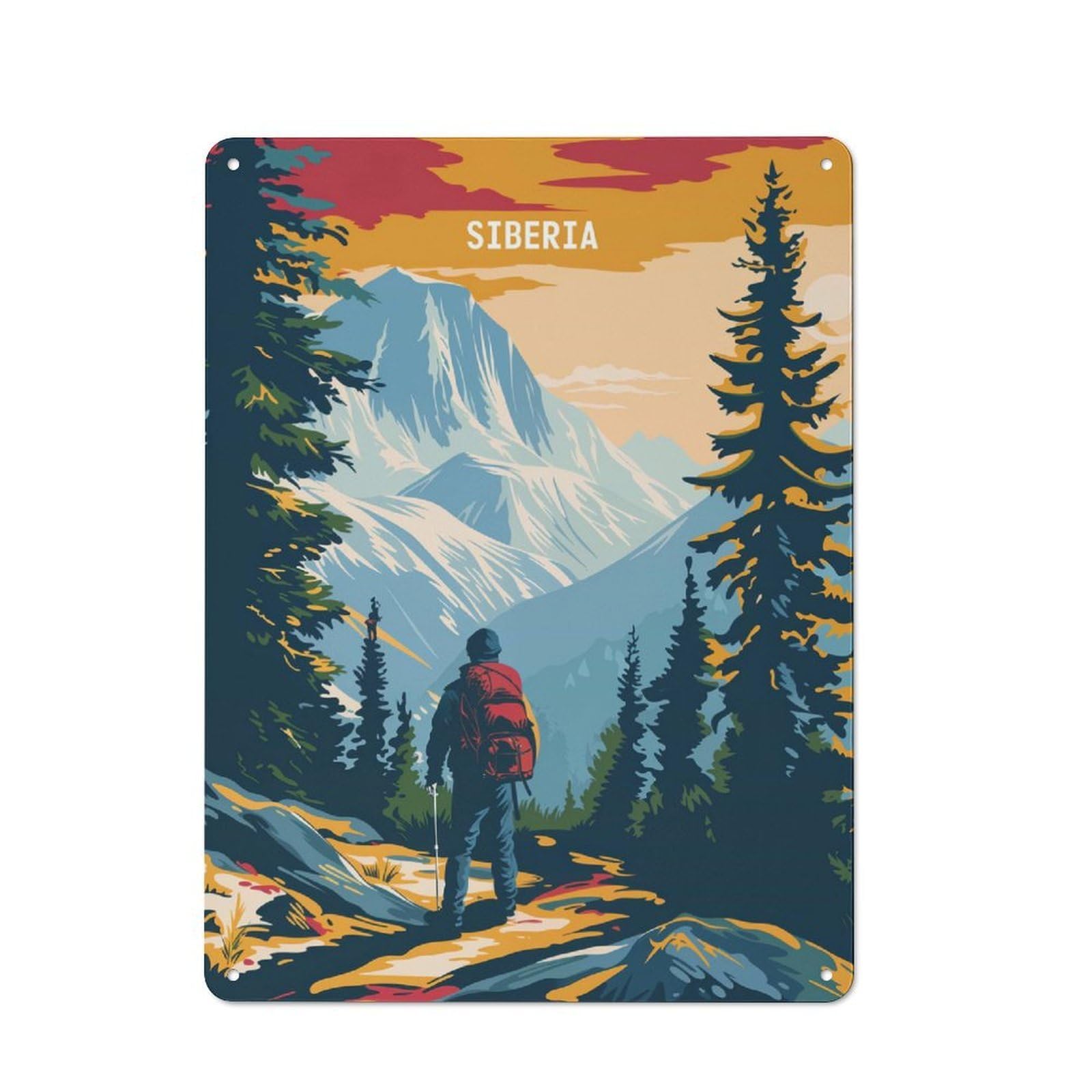 Junmoney Siberian Trek Bistro Style Cafe Metal Sign 40X30cm Featuring Restaurant Wall Art For Takeaway, Bar, Kitchen Or Counter Area