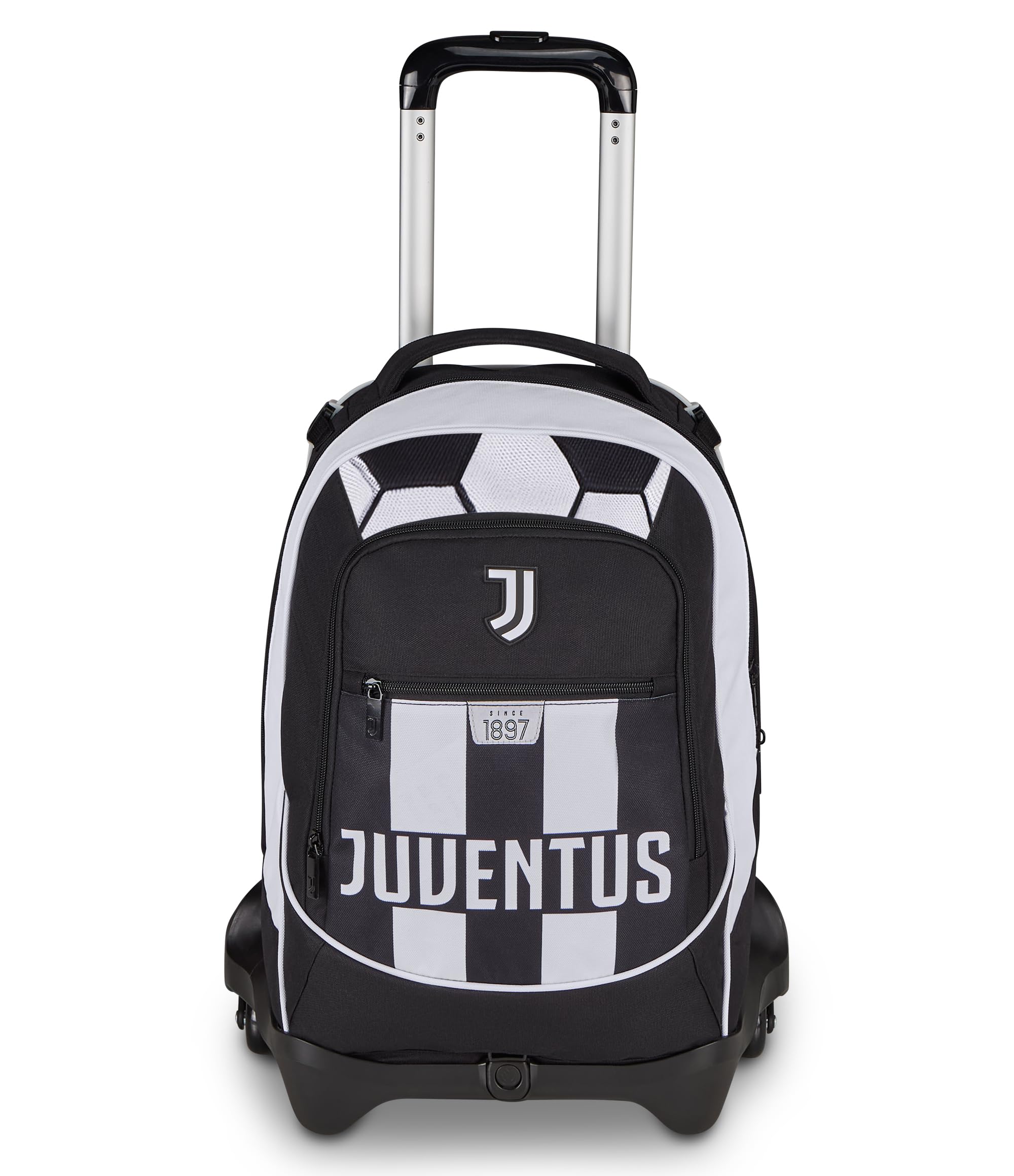 Seven Trolley Scuola Jack 3 Ruote Juventus, Nero, 33L, Scomponibile, Cross-over System, 3 in 1, Uso Zaino, Tasca frontale, Scuola elementare e media, Bambino, Ragazzo, Calcio, Prodotto ufficiale