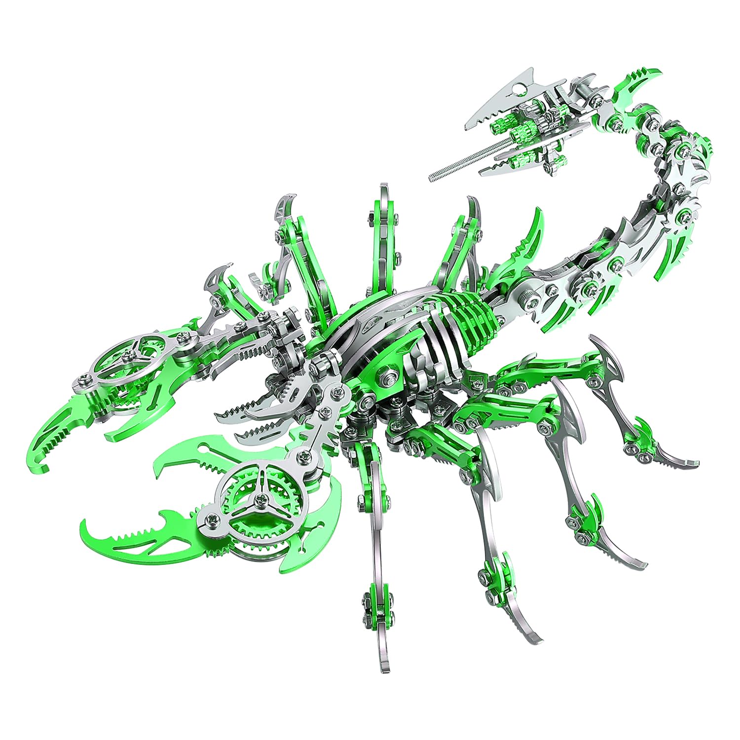 Puzzle 3D in metallo con scorpione meccanico Scorpion King, kit modello in metallo - Acciaio inossidabile 304, strumenti e istruzioni esperti, blocchi da costruzione per adulti (verde)