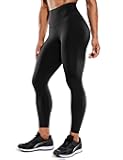 Women's Hugged Feeling Compression Leggings 25 Inches - Thick High Waisted Tummy Control Workout Pants Tights