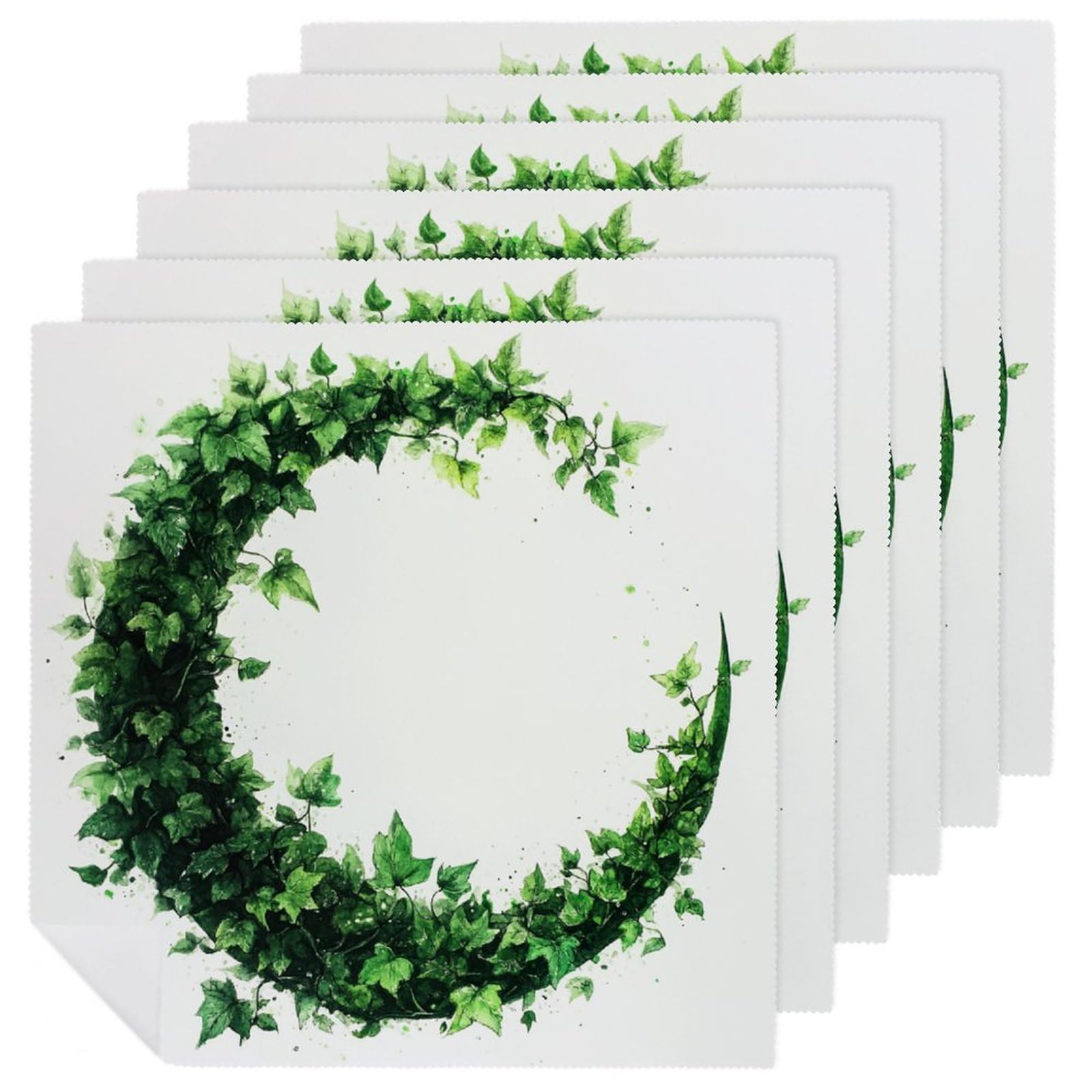 Moon with with Herb Ivy Cloth Napkins Set of 6, Square Premium Reusable Washable Polyester Table Linen Napkin for Dinner Party