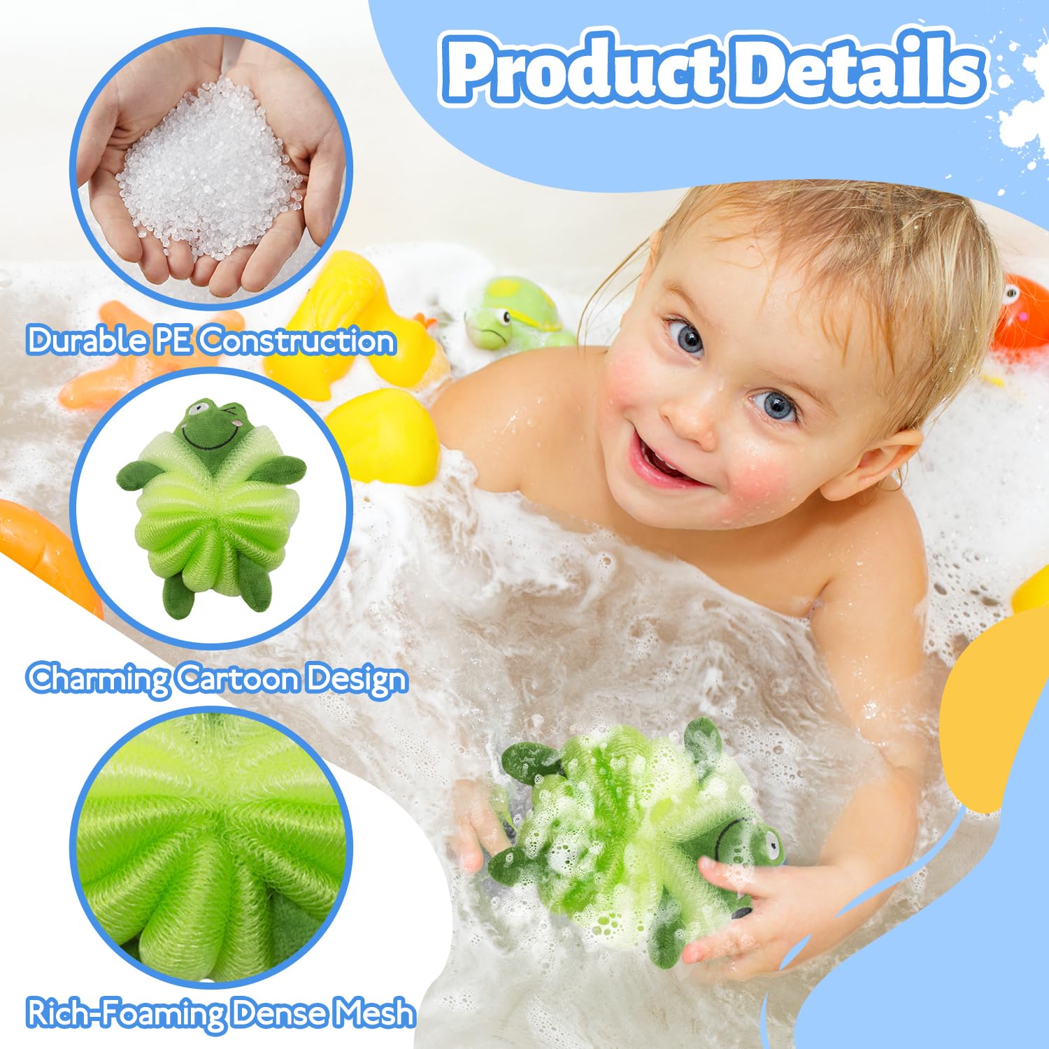 Esponjas de Baño Infantiles con Motivos Animales Tiburón y Rana